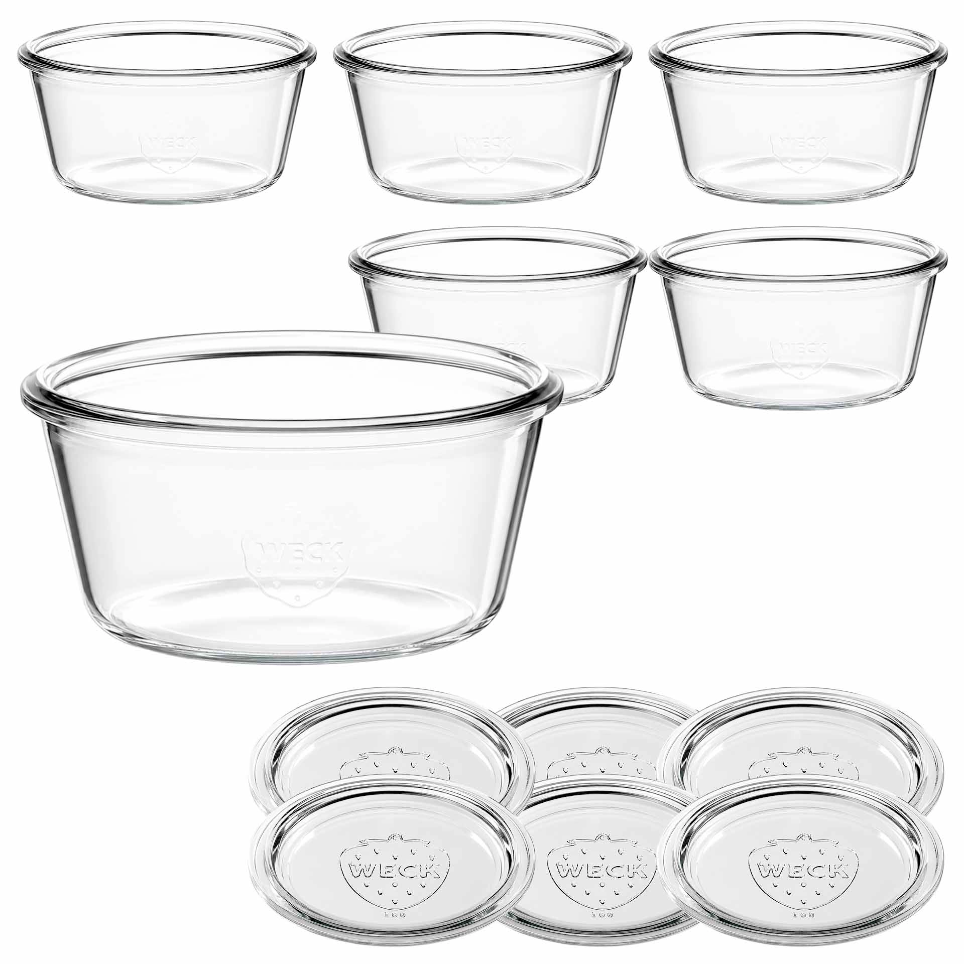 WECK-Sturzglas 290 ml RR 100 mit Glasdeckel, 6 Stück