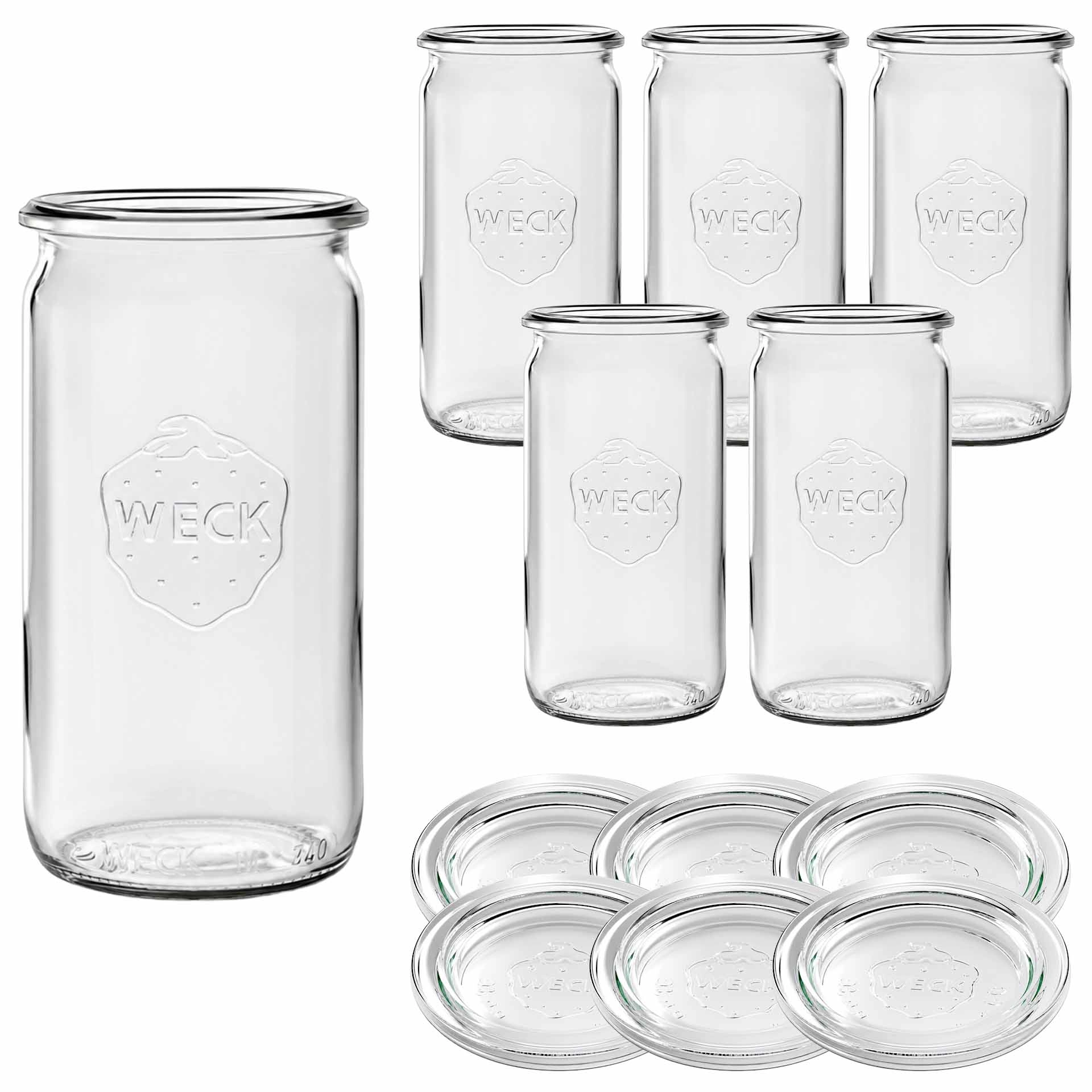 WECK-Zylinderglas 340 ml mit Glasdeckel, 6 Stück