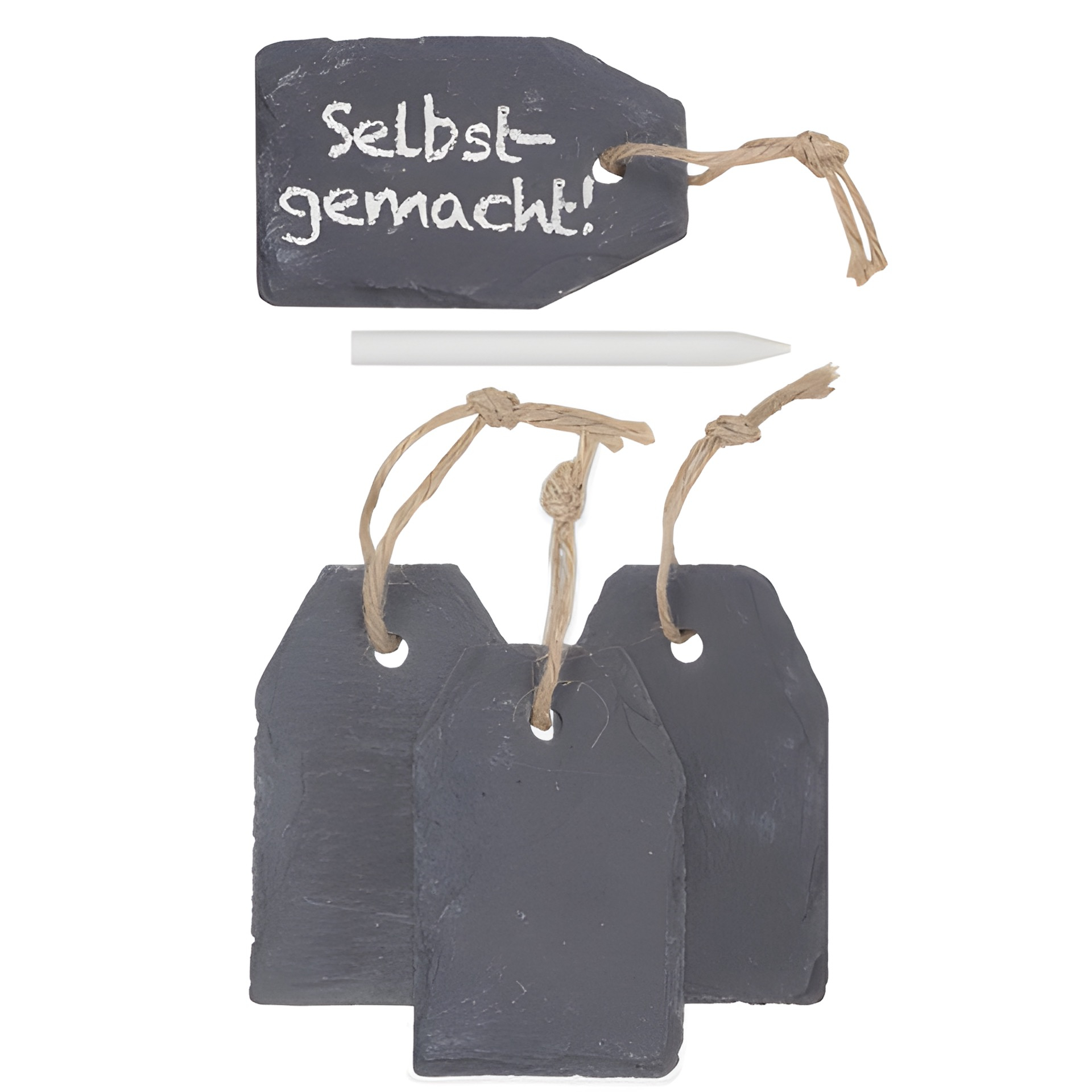 Anhängeetikett aus Schiefer mit Kreide 5 x 8 cm, 4 Stück