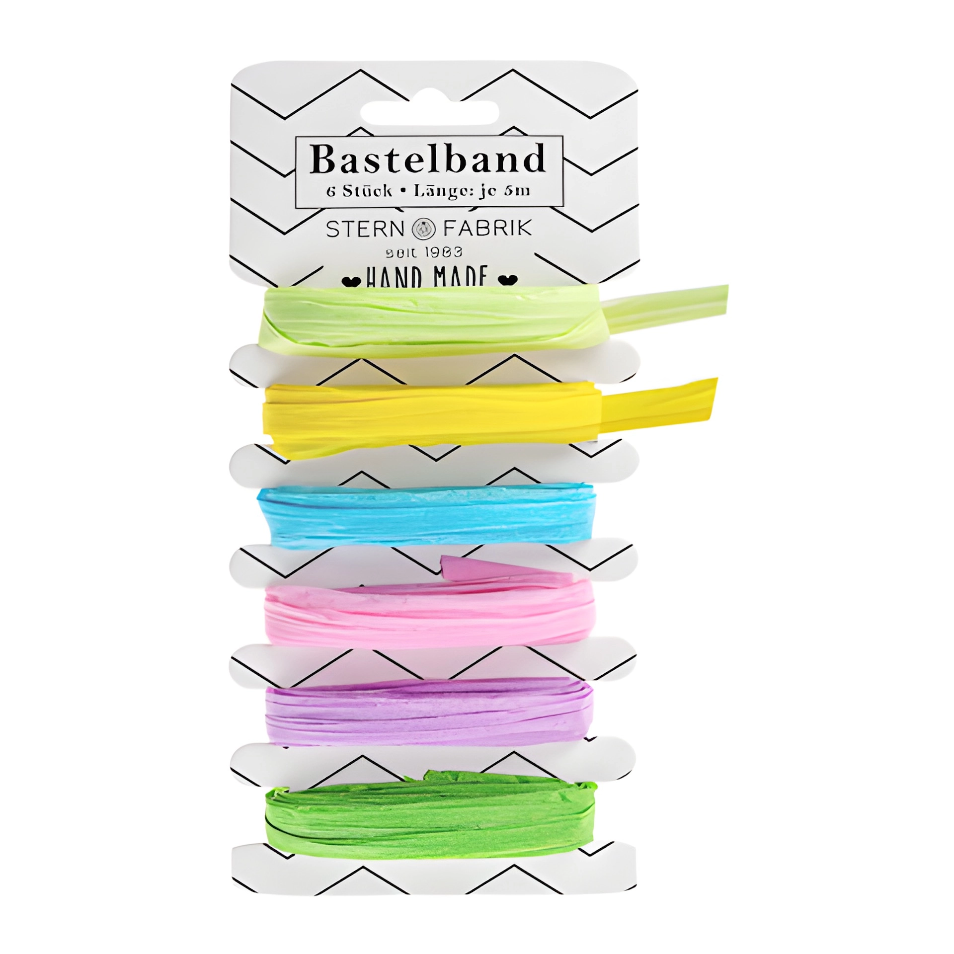 Papierbast 6 x 5 m, 20 mm, 6-farbig