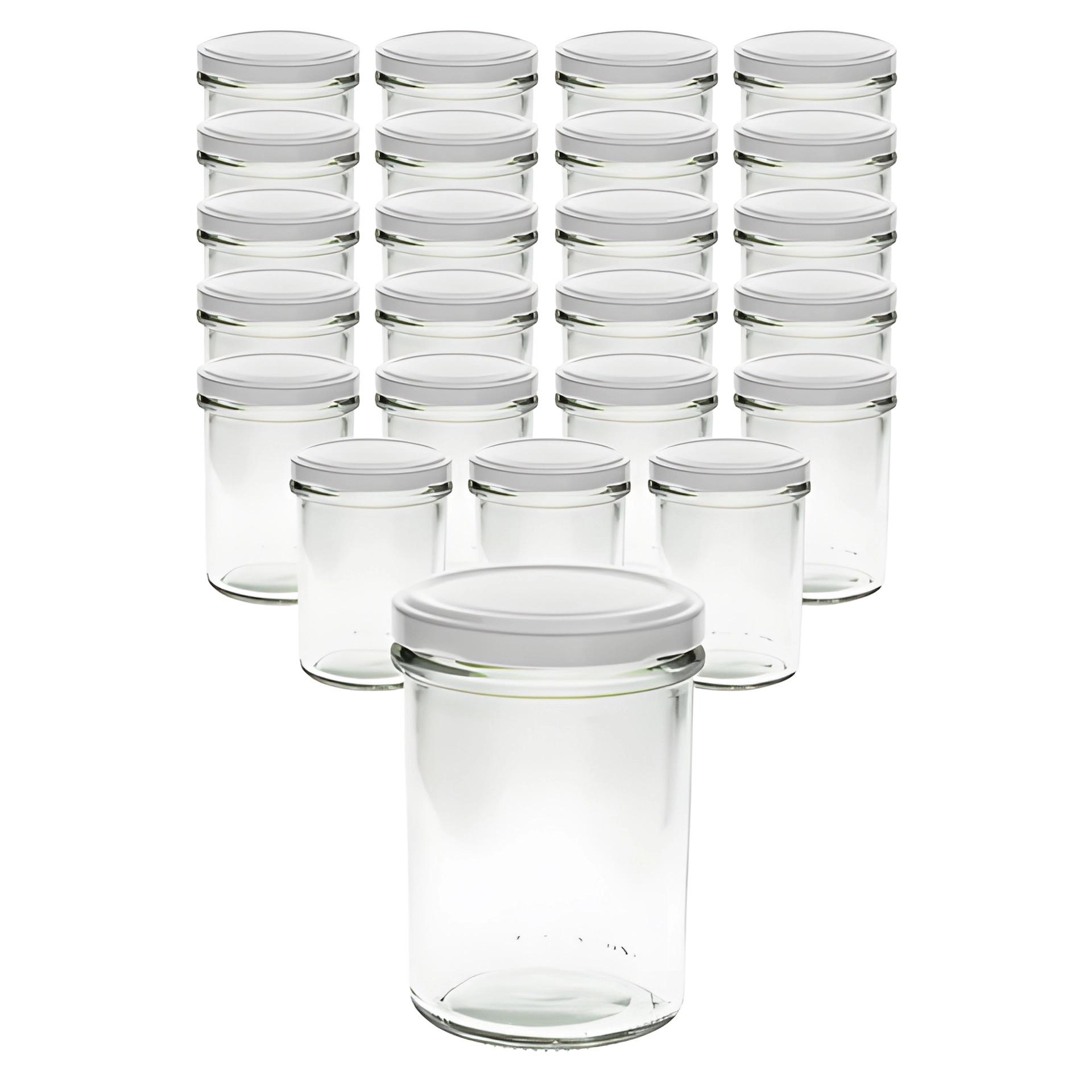 24er Set Sturzglas 230 ml hoch mit Deckel weiß