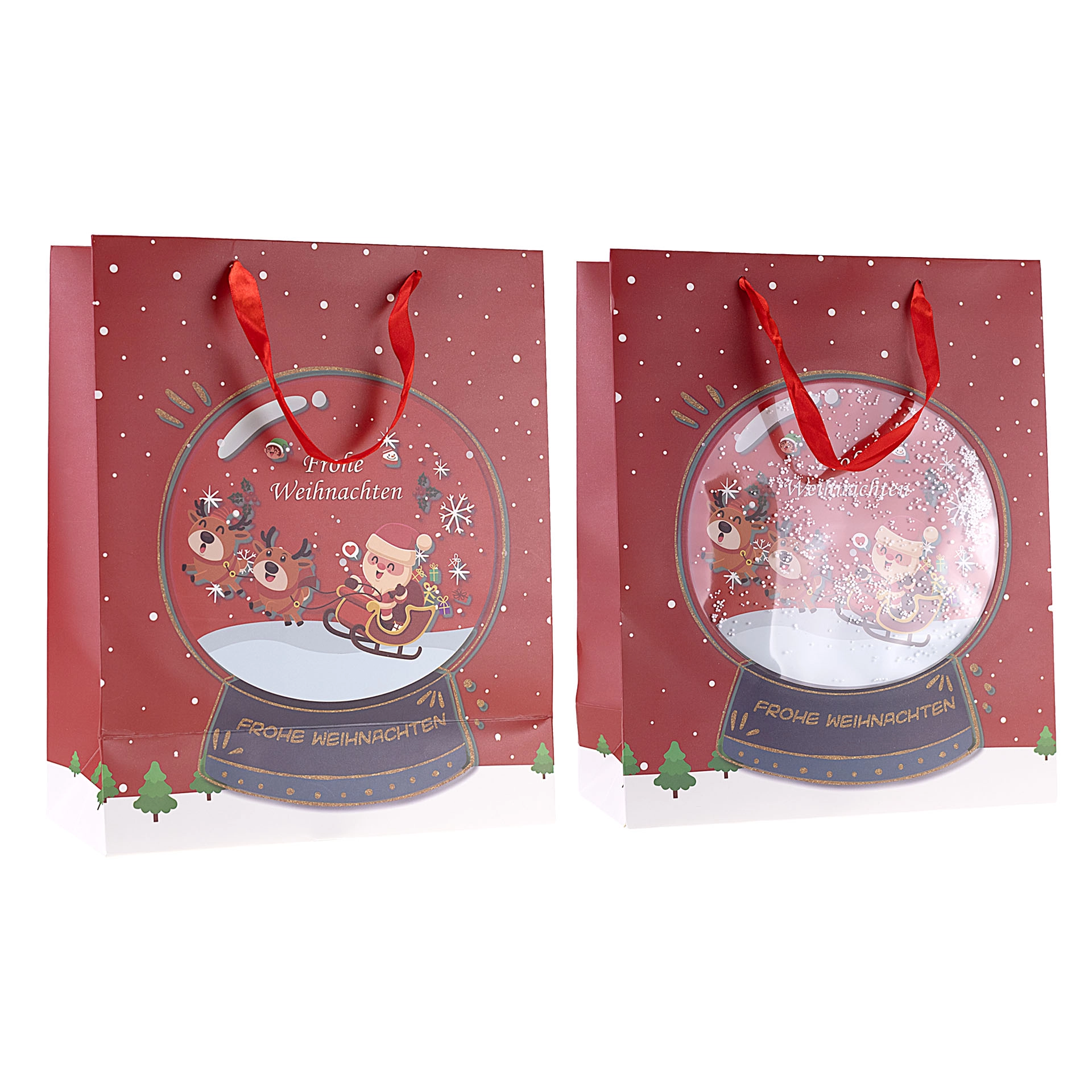 Geschenktüte 'Schneekugel' rot, groß