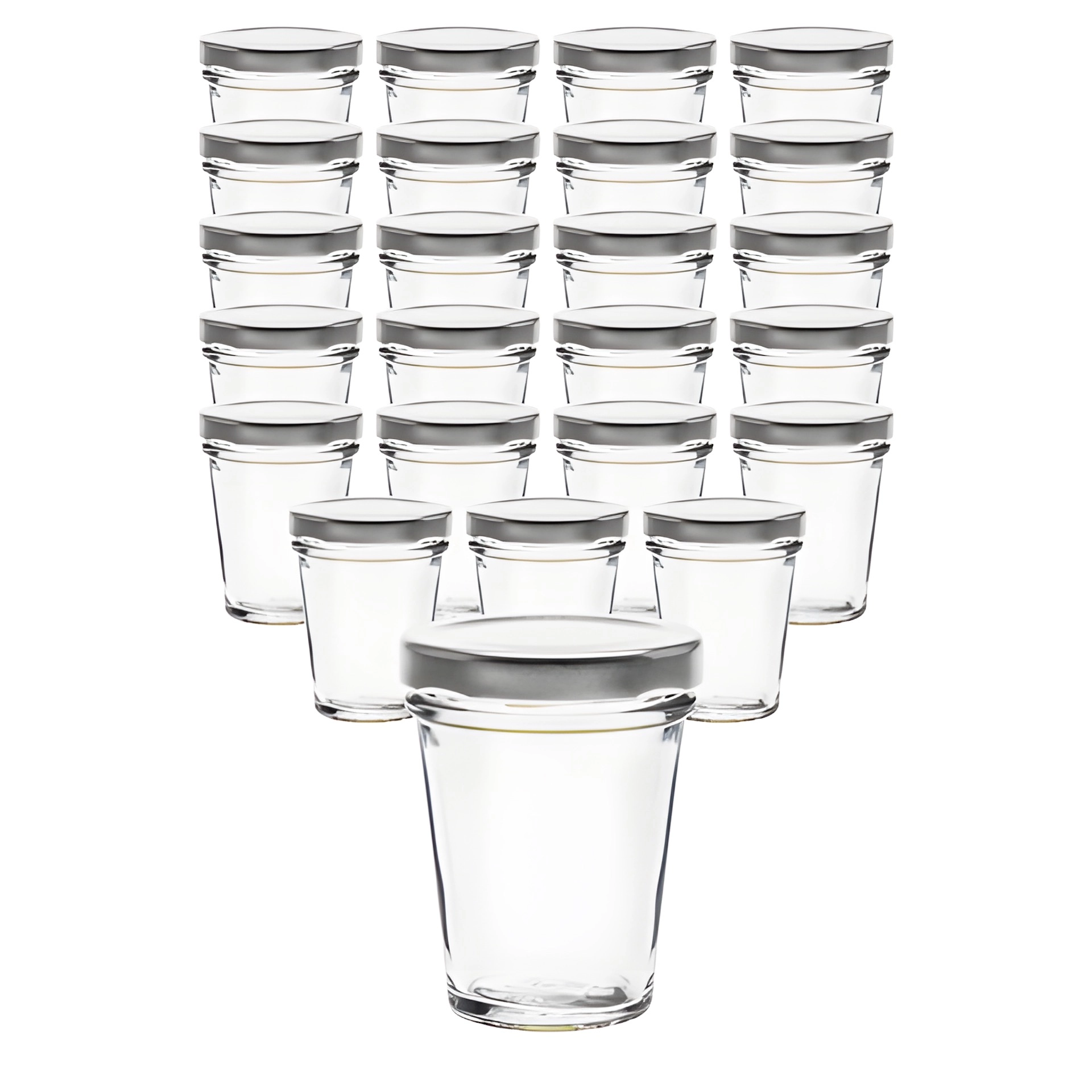 24er Set Becherglas 65 ml TO 58 mit Deckel silber