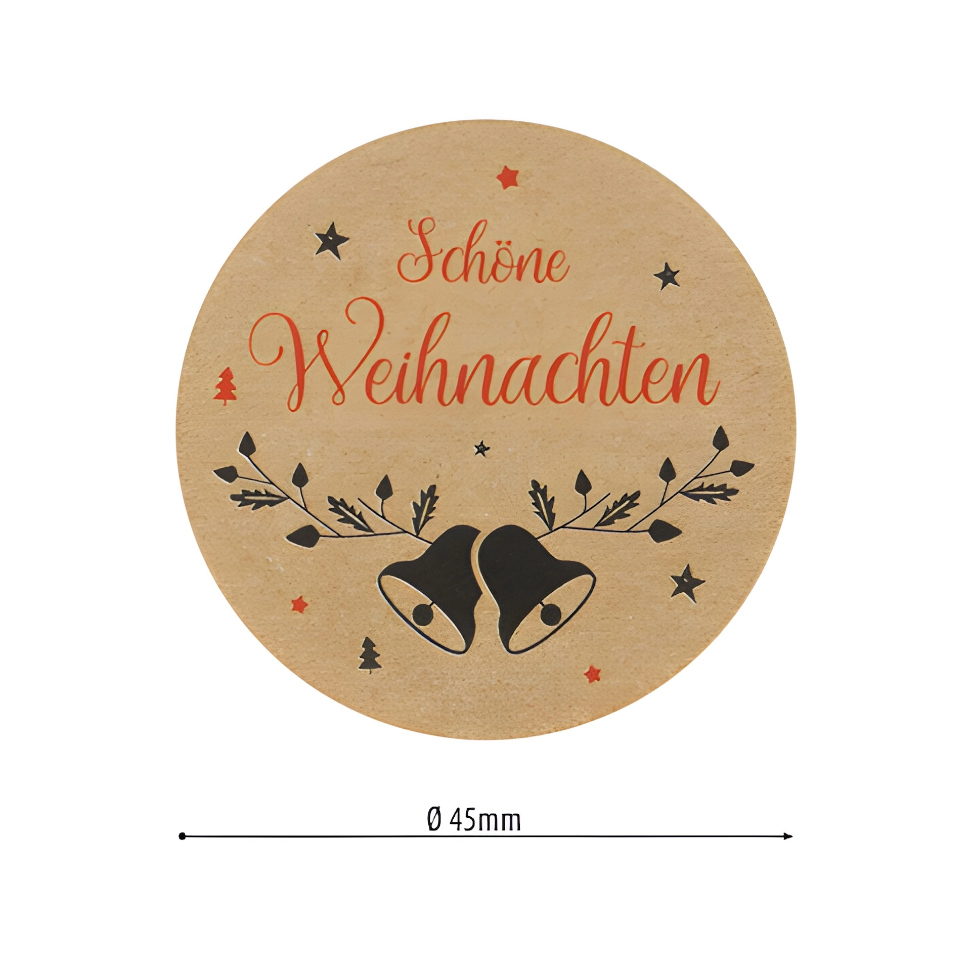 Aufkleber 'Weihnachtsgrüße' Ø 4,5 cm, braun, 48 Stück