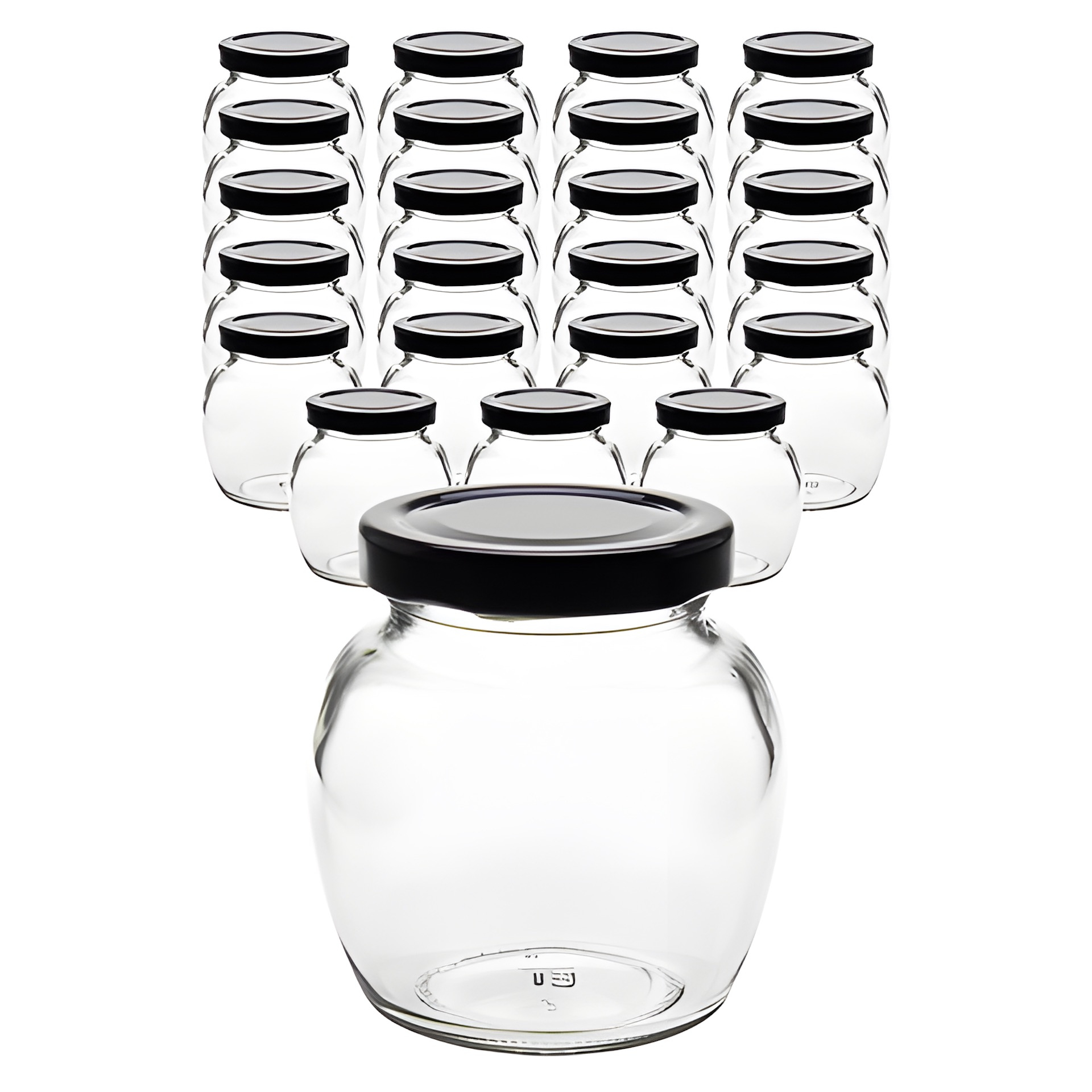 24er Set Schmuckglas 212 ml mit Deckel schwarz