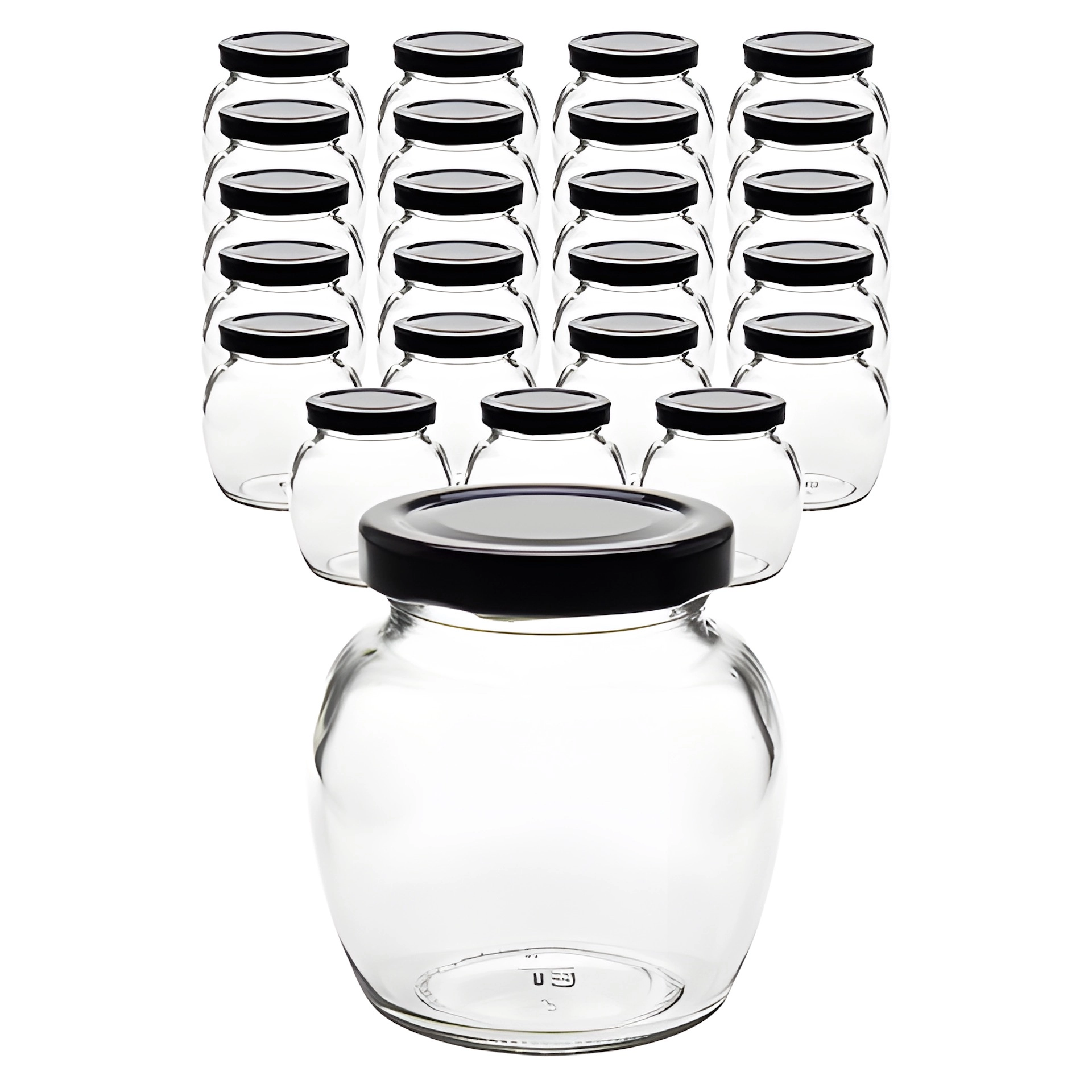 24er Set Schmuckglas 212 ml mit Deckel schwarz