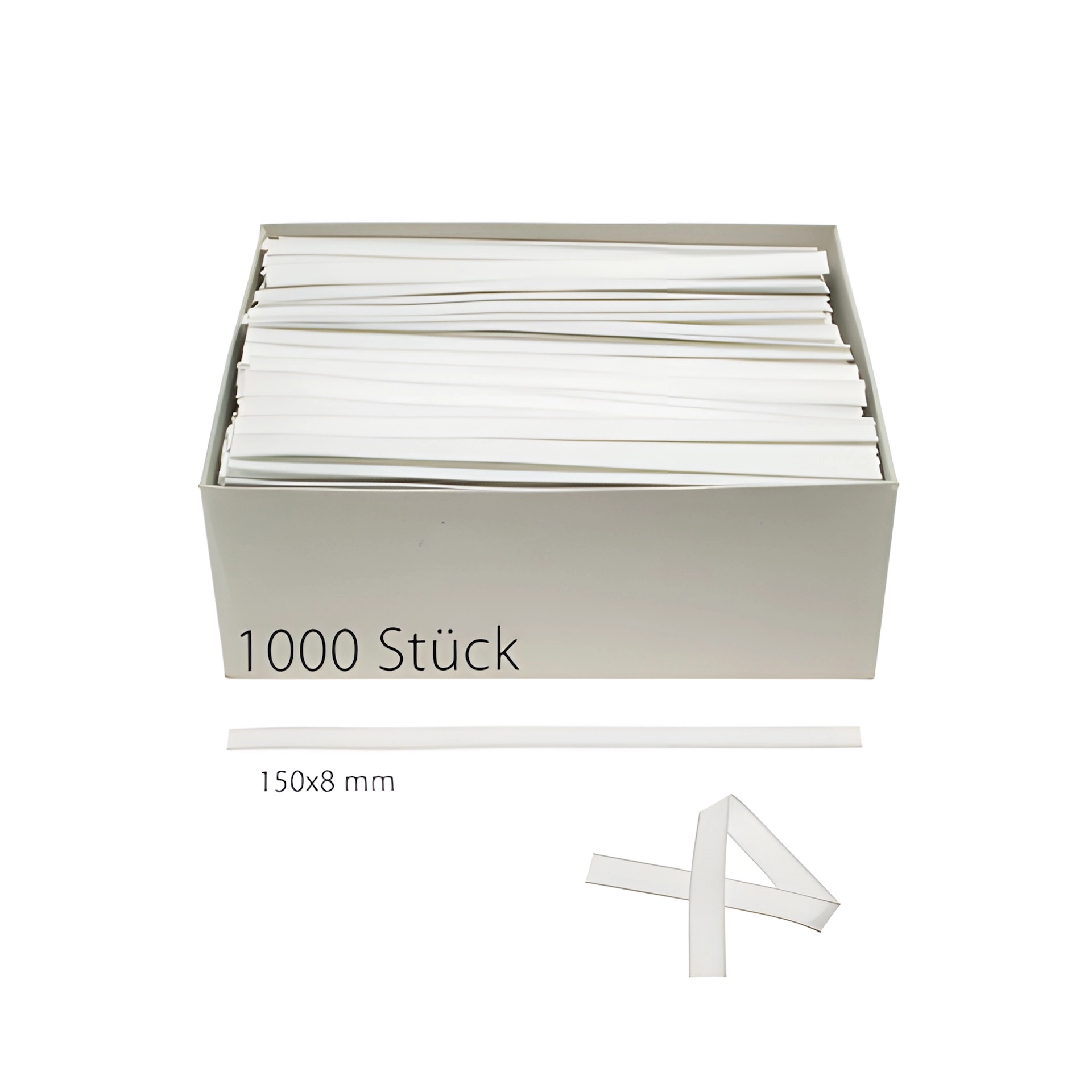 Clipbandverschlüsse 150 x 8 mm weiß, 1000 Stück