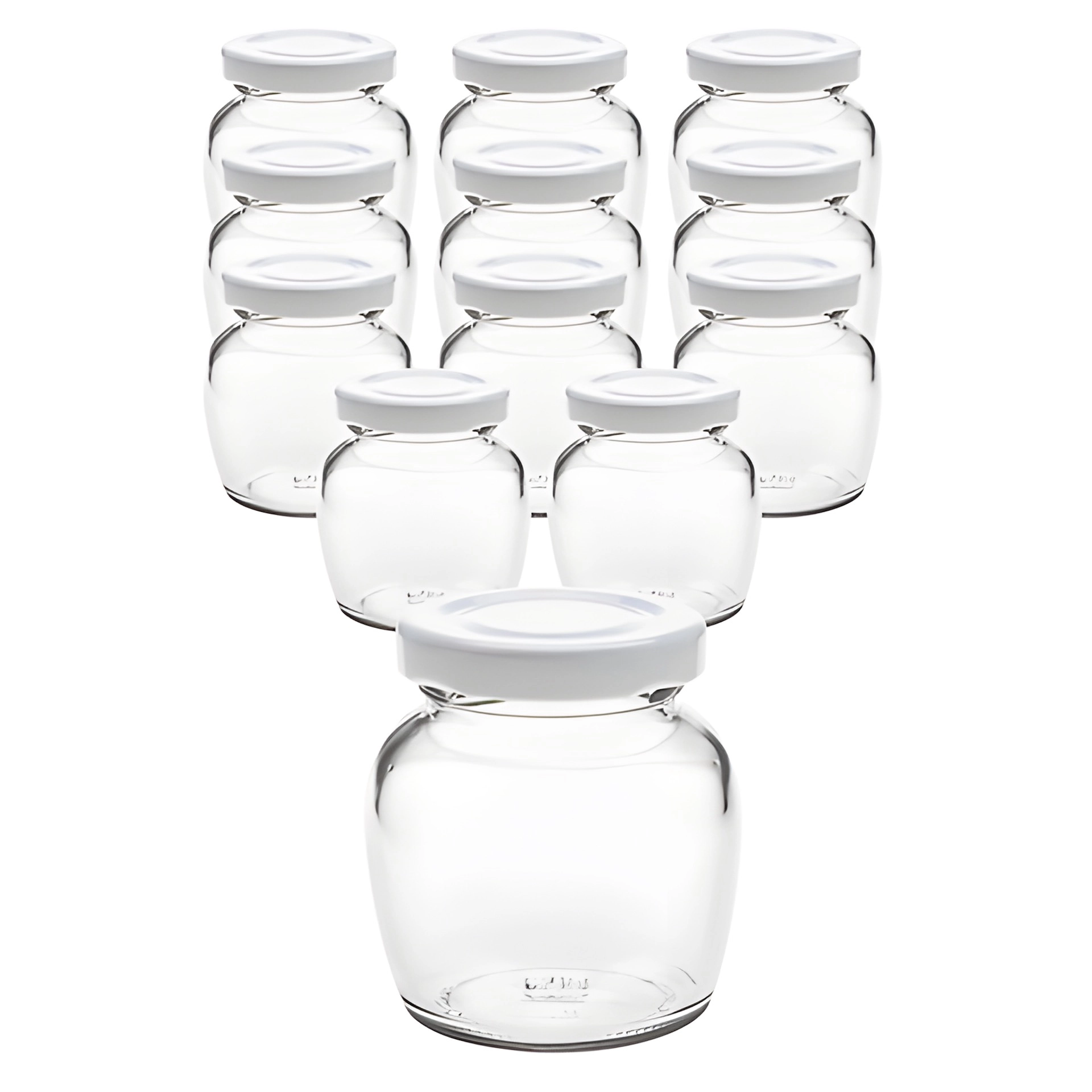 12er Set Schmuckglas 106 ml mit Deckel weiß