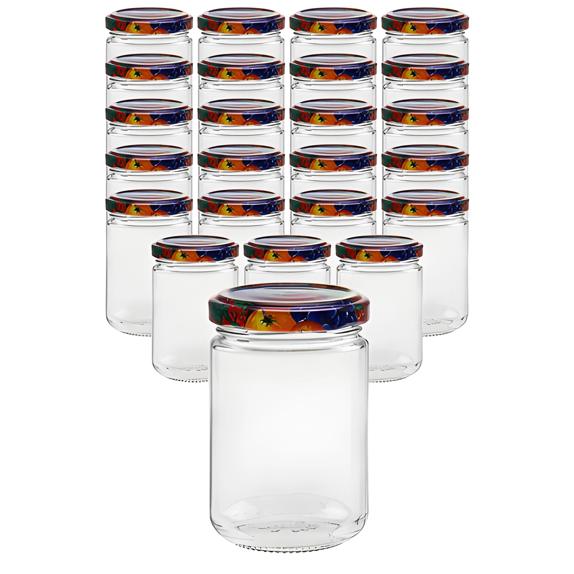 24er Set Rundglas 159 ml mit Deckel Obstdekor