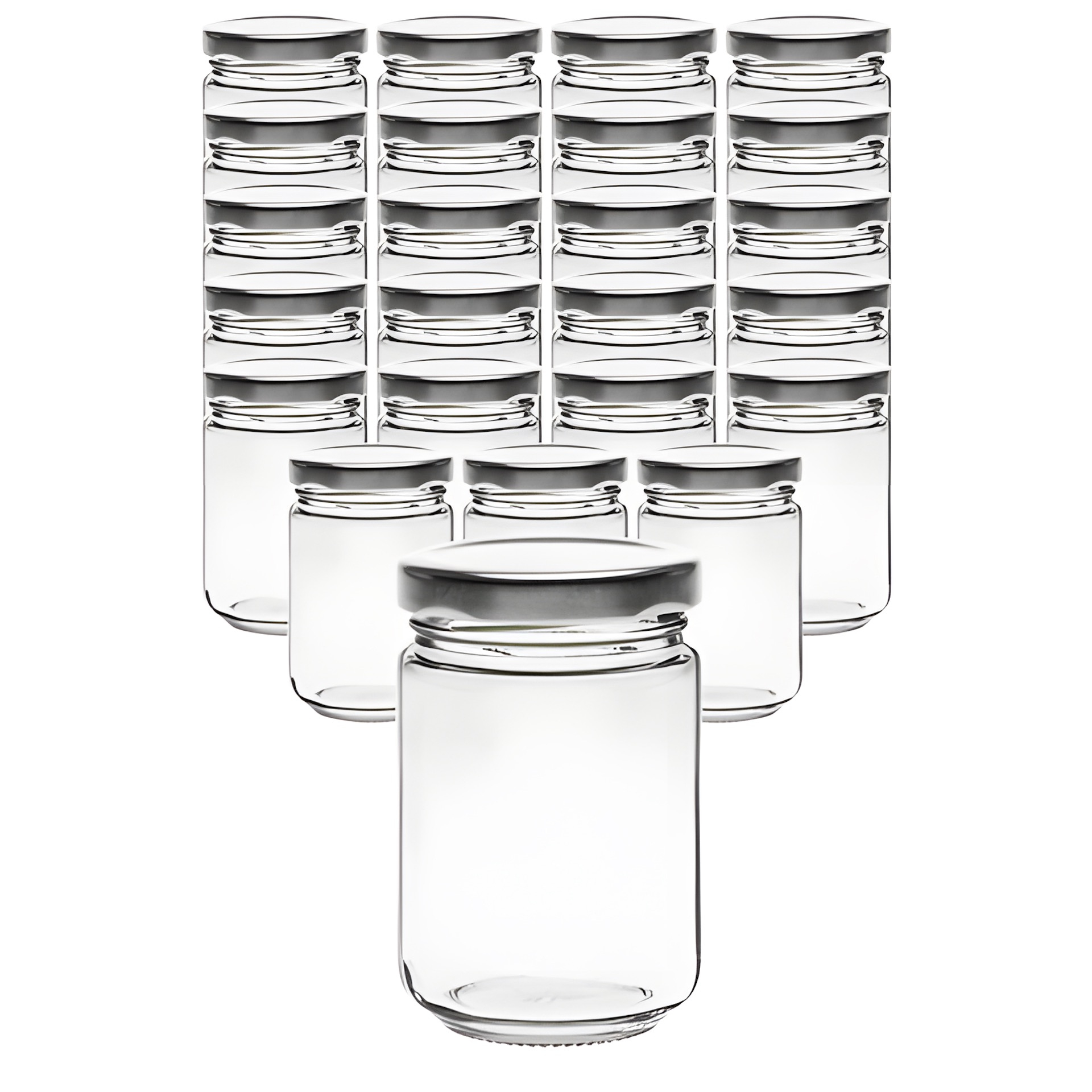 24er Set Rundglas 156 ml mit Deckel silber