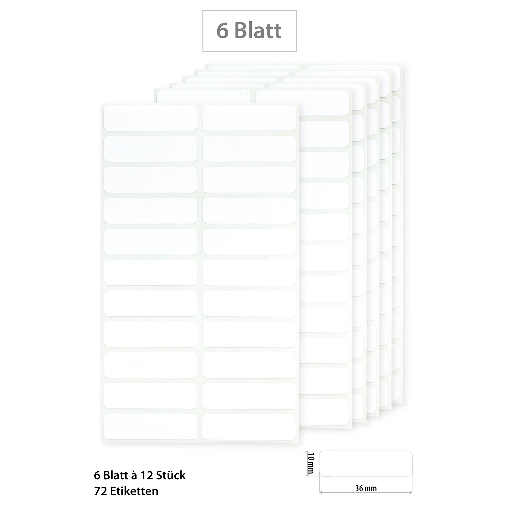 Etiketten 36 x 10 mm, weiß, 132 Stück