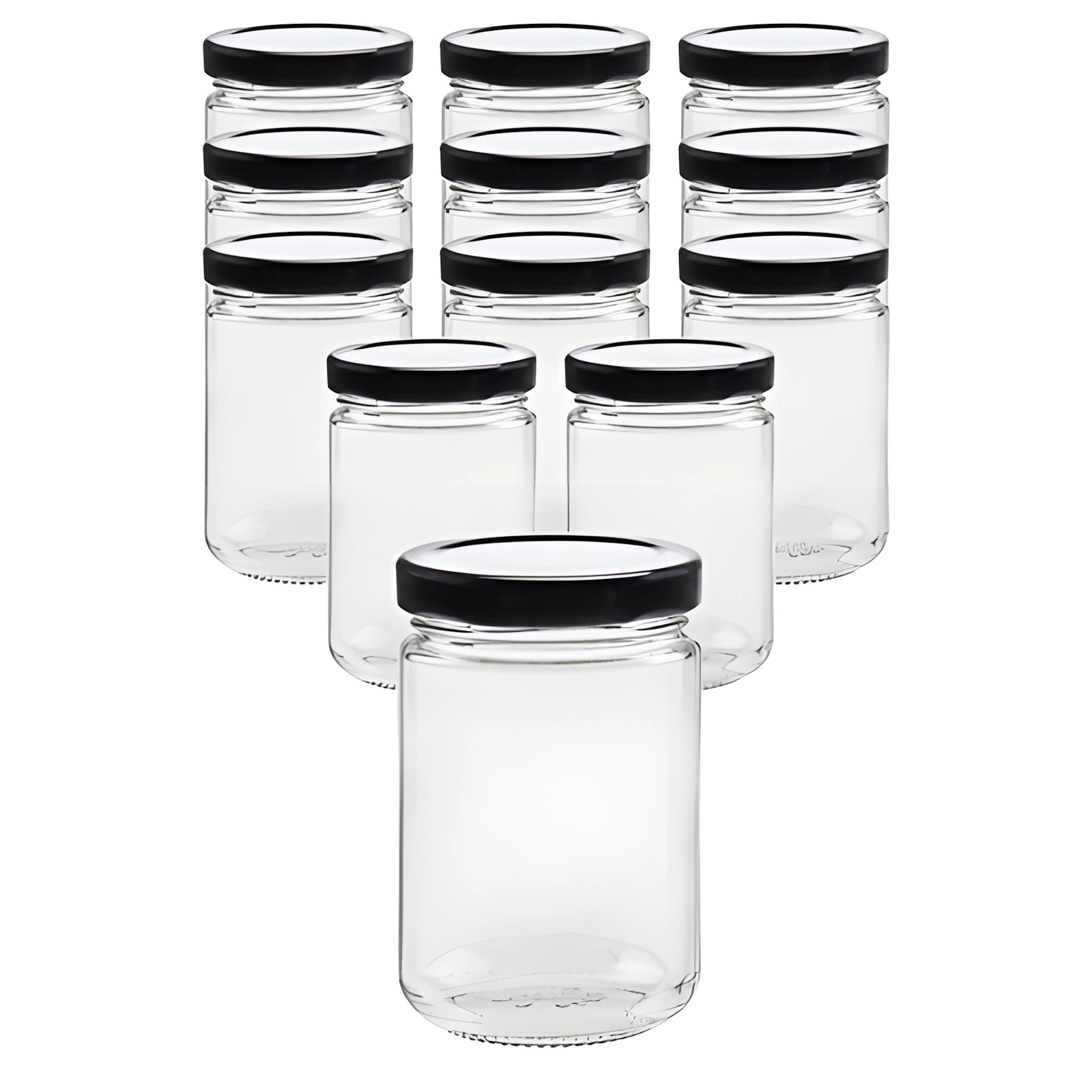 12er Set Rundglas 159 ml mit Deckel schwarz