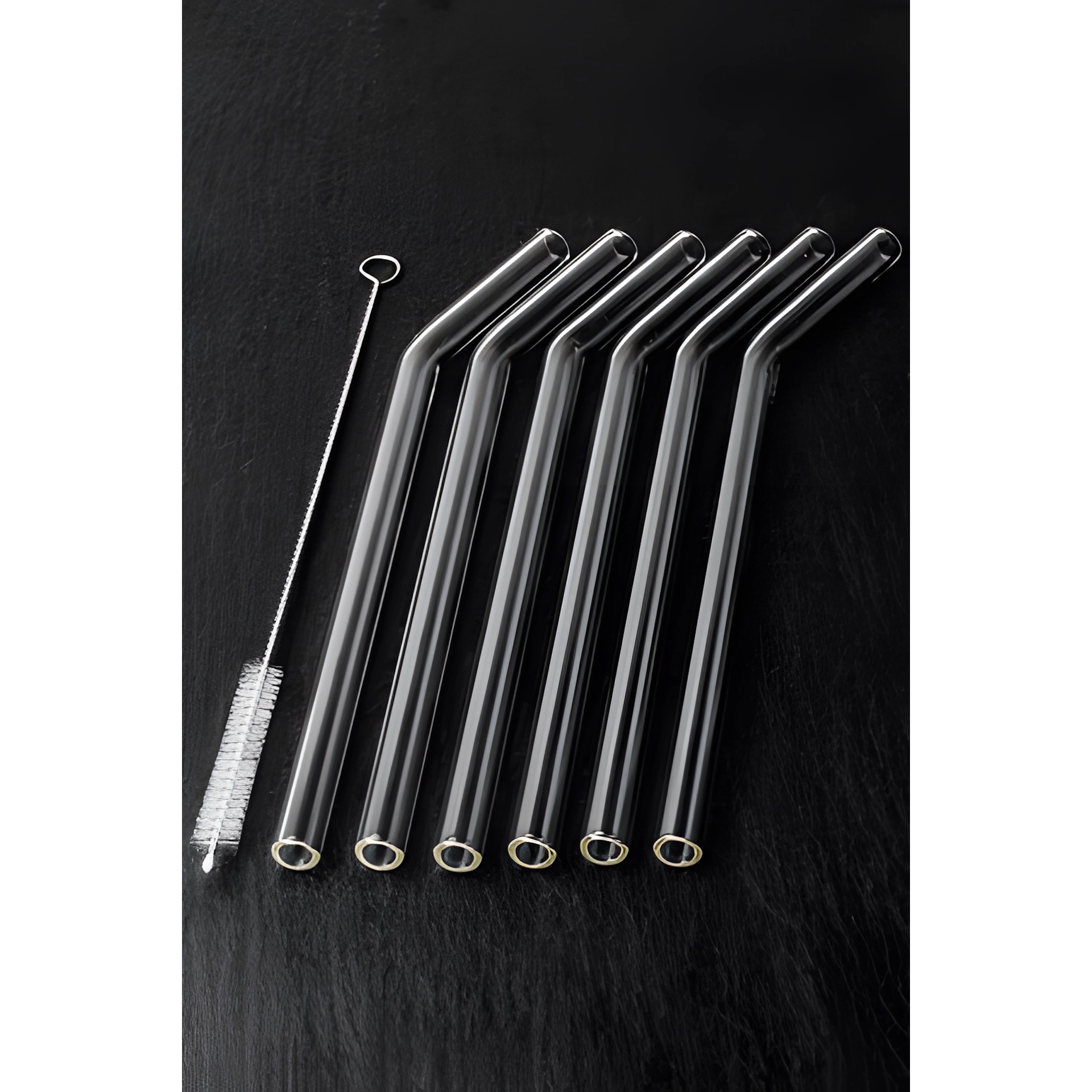 Glastrinkhalme 20 cm, Ø 10 mm mit Knick, 6 Stück