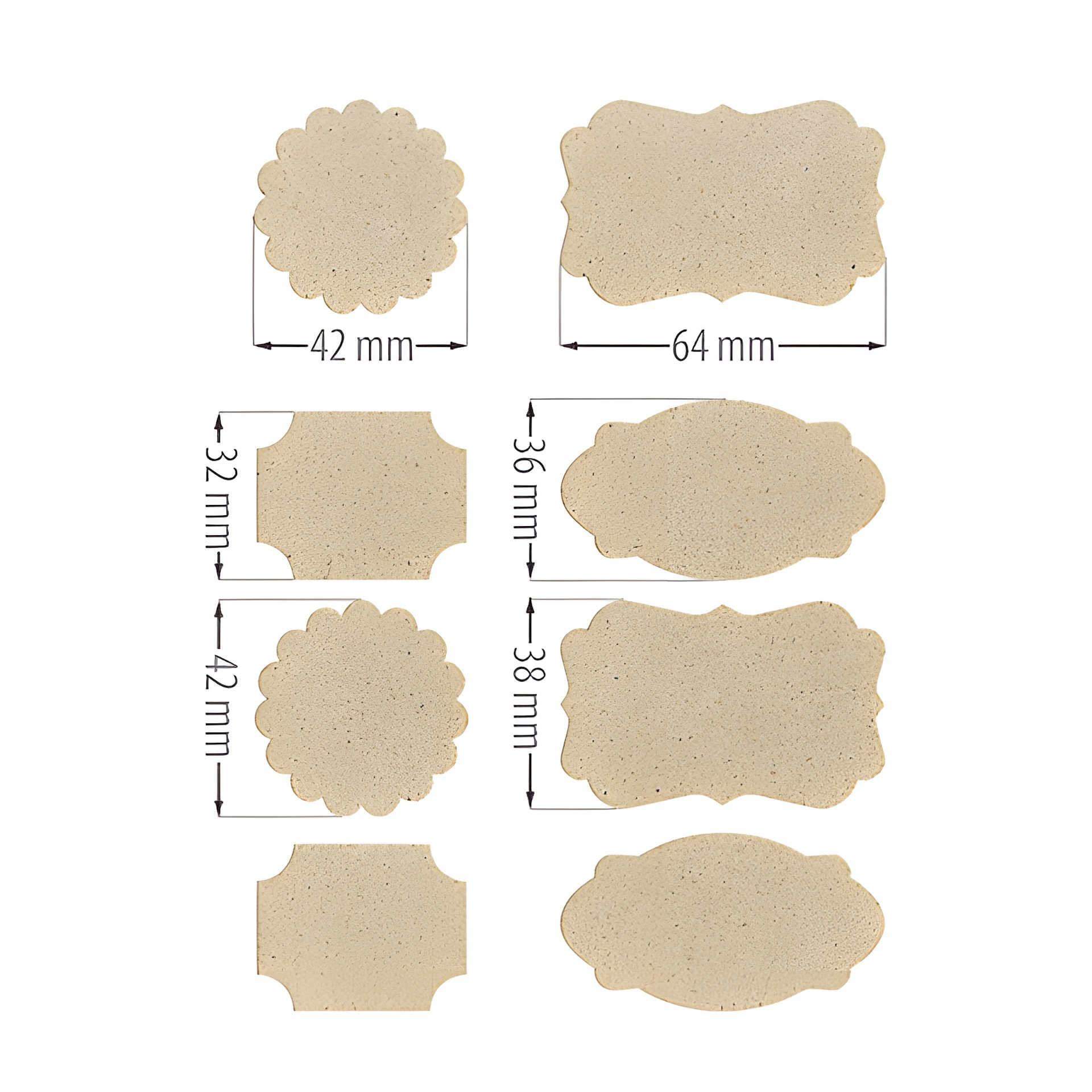 Deckchen-Set Ø 100 mm natur mit Grasetiketten, 33-teilig