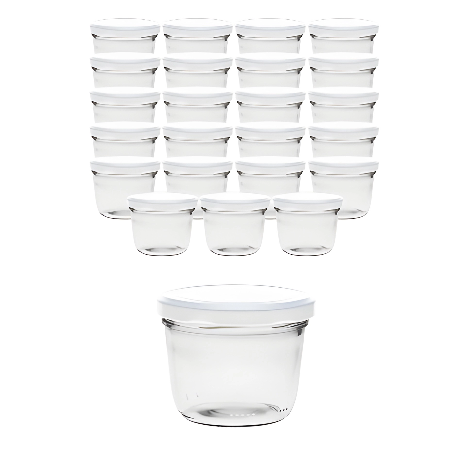 24er Set Sturzglas 230 ml mit Deckel weiß