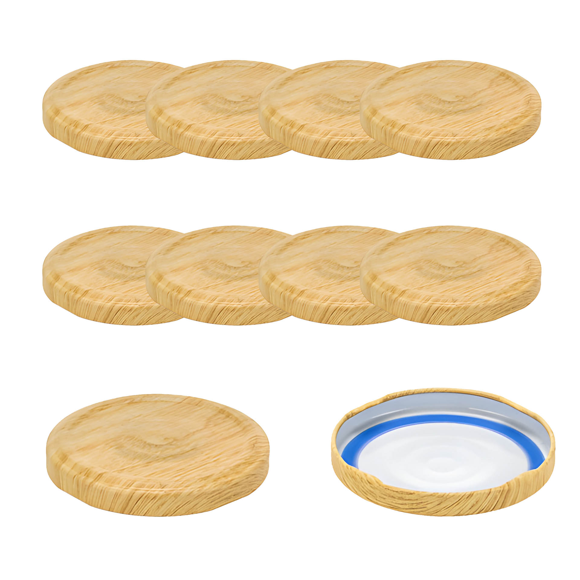 TO  66 Holzdekor matt past. mit Button BLUESEAL, 10 Stück