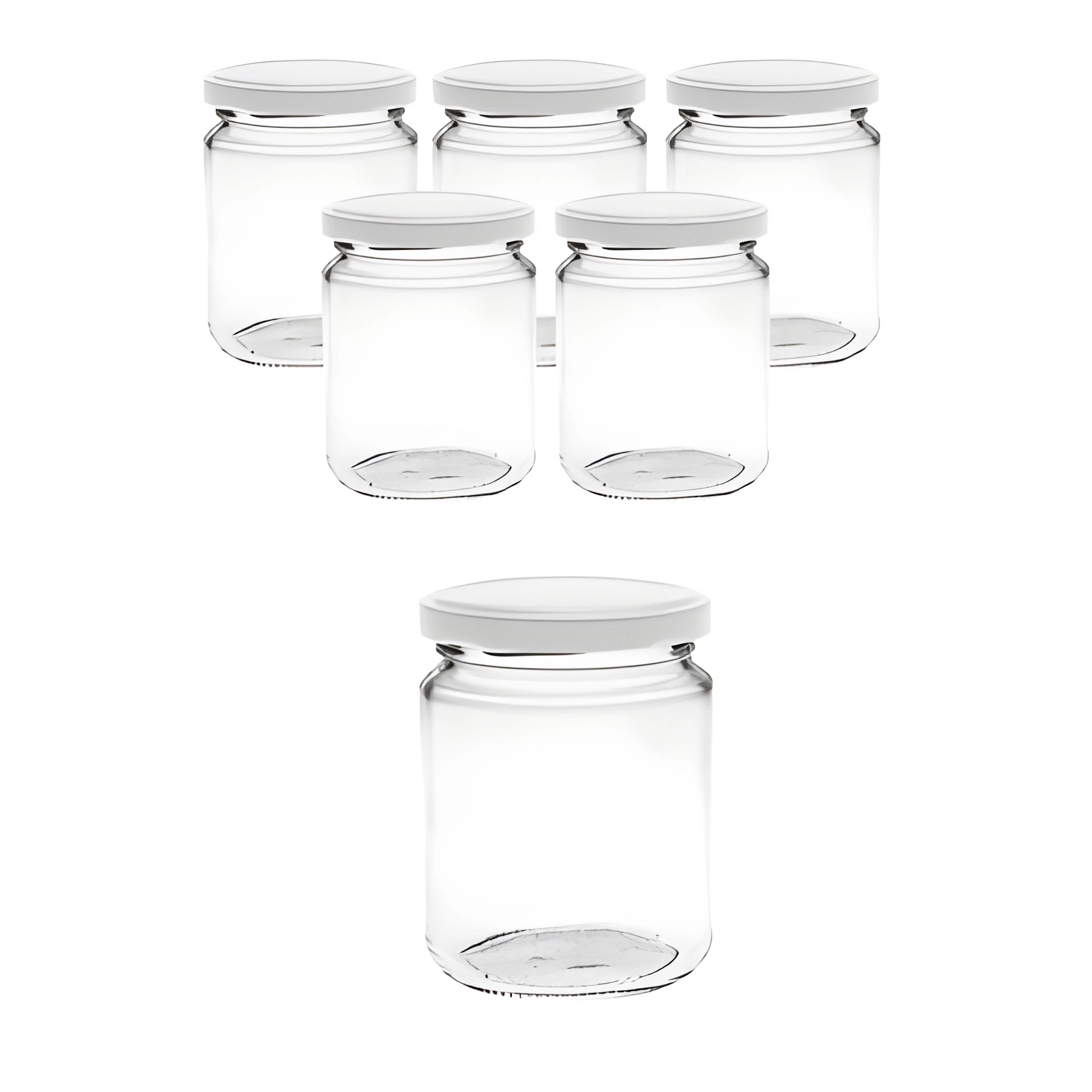 Rundglas mit Deckel weiß, 6er Set, 275 ml, Weiß