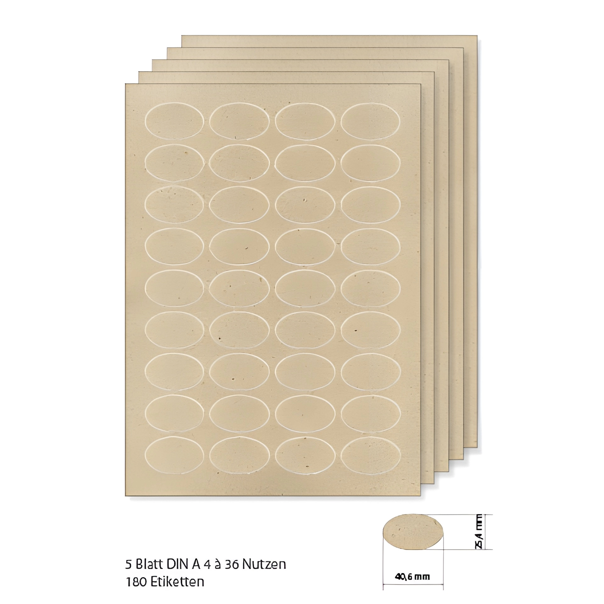 Grasetiketten oval 40,6 x 25,4 mm, 5 Blatt A4, 180 Stück