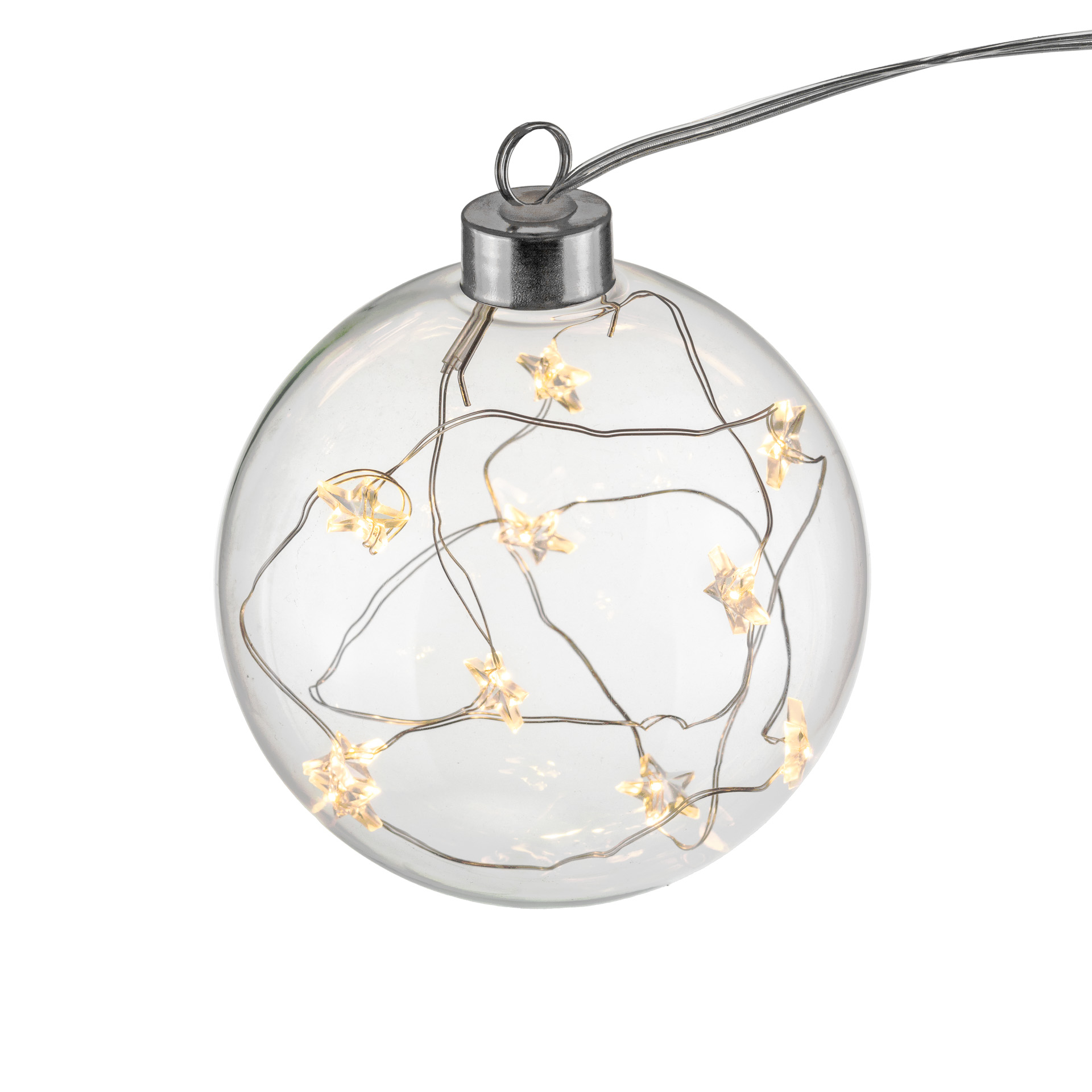 Anhänger 'Kugel mit Sternen' Ø 10 cm, 10  LEDs