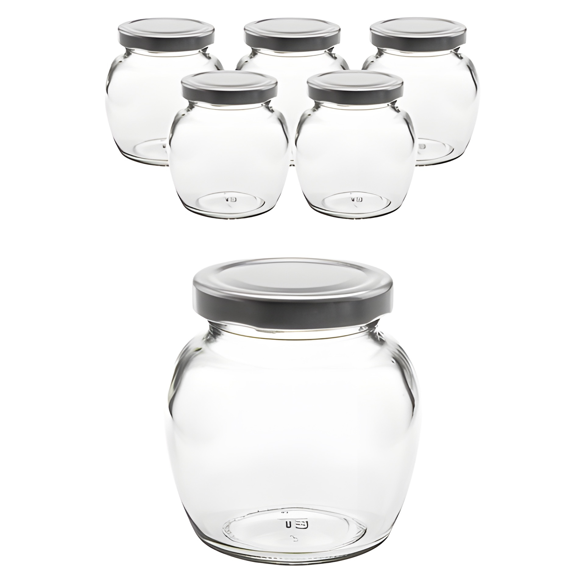 6er Set Schmuckglas 212 ml mit Deckel silber