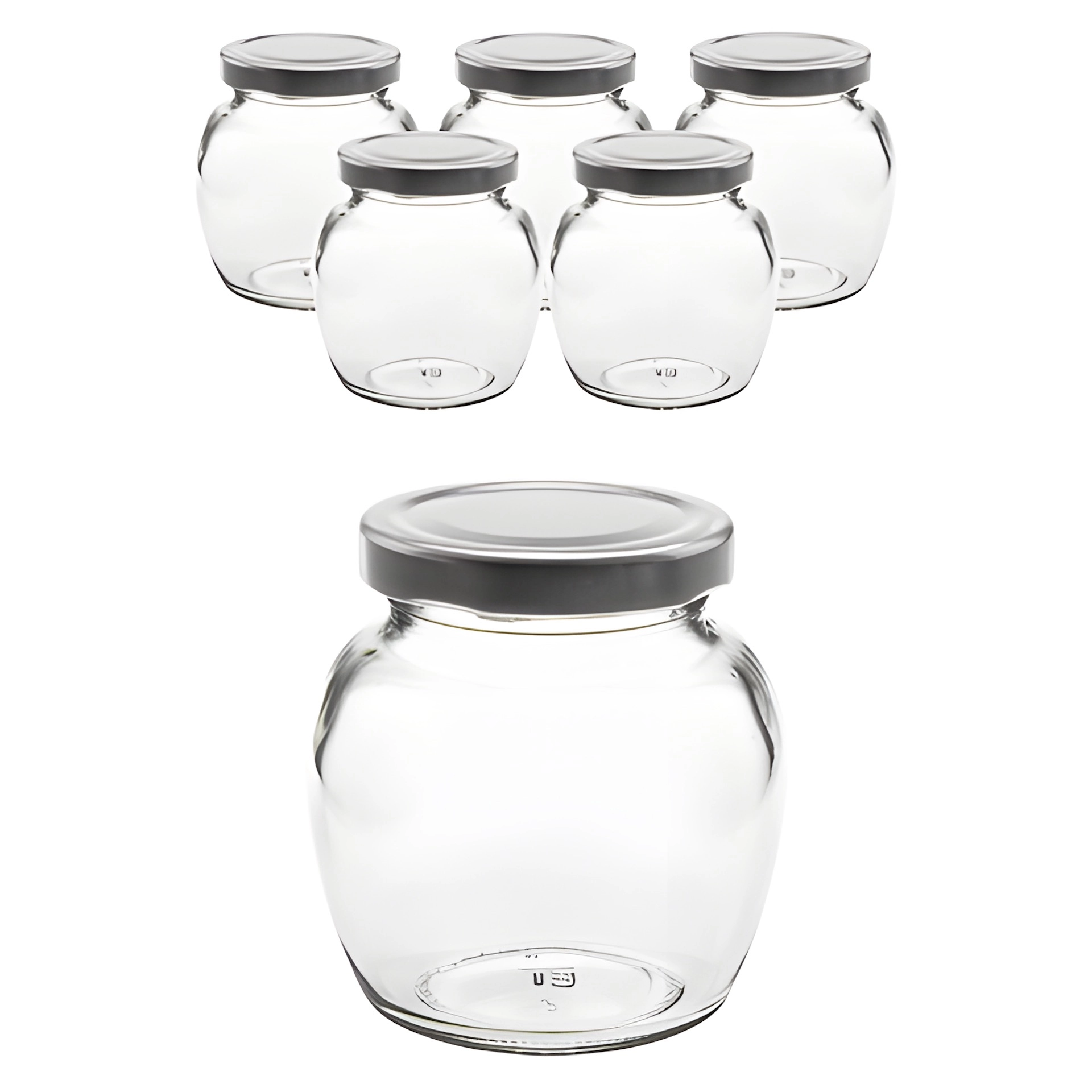 6er Set Schmuckglas 212 ml mit Deckel silber