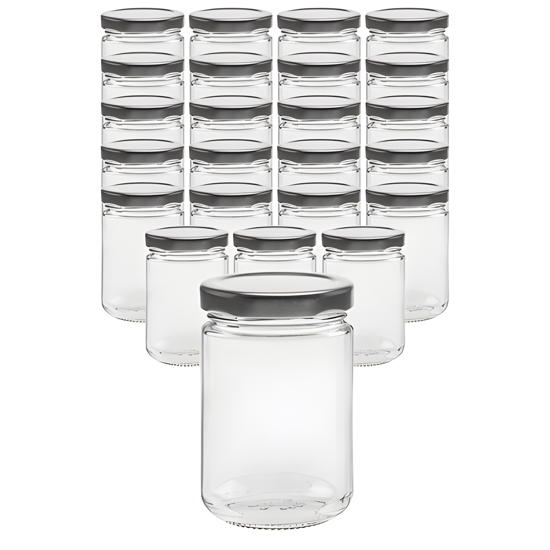 24er Set Rundglas 159 ml mit Deckel silber