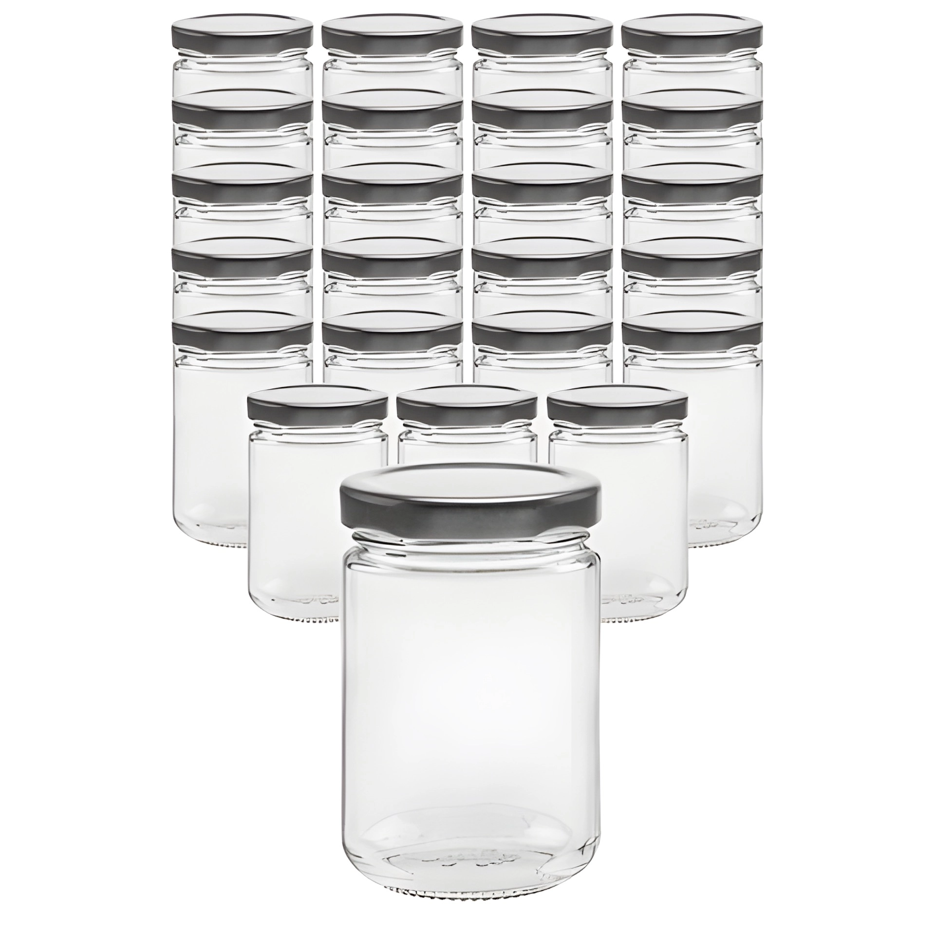 24er Set Rundglas 159 ml mit Deckel silber