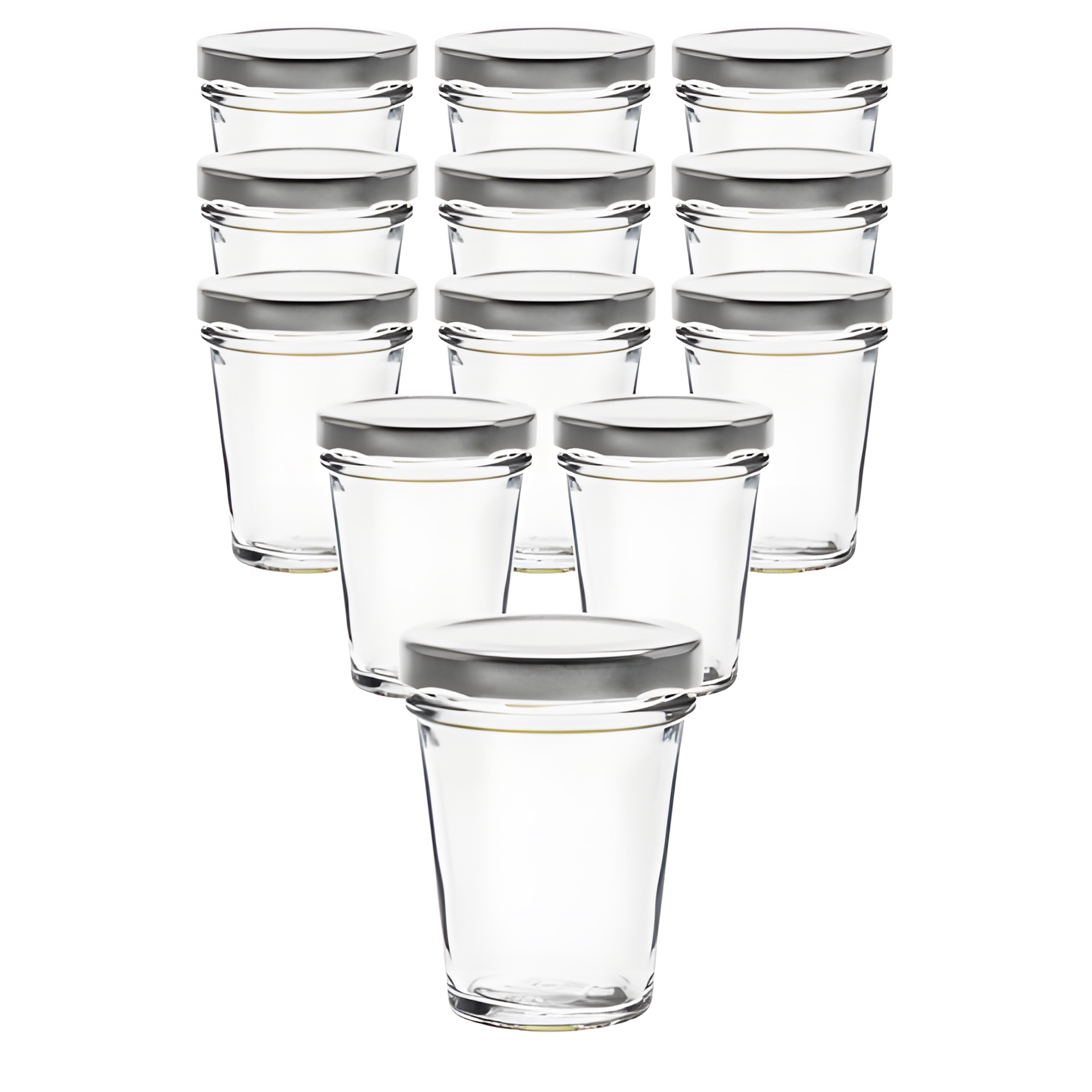 12er Set Becherglas 65 ml TO 58 mit Deckel silber