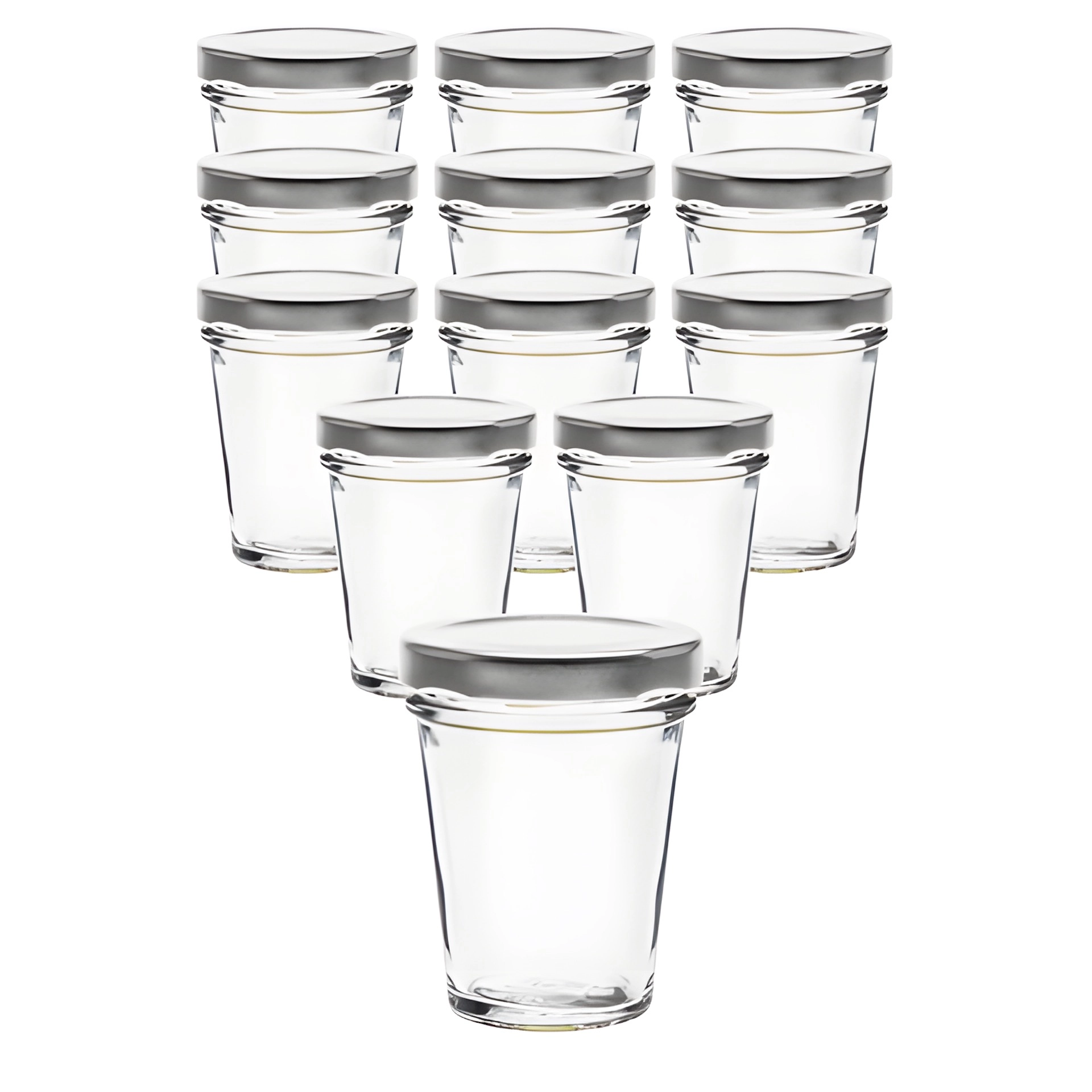 12er Set Becherglas 65 ml TO 58 mit Deckel silber