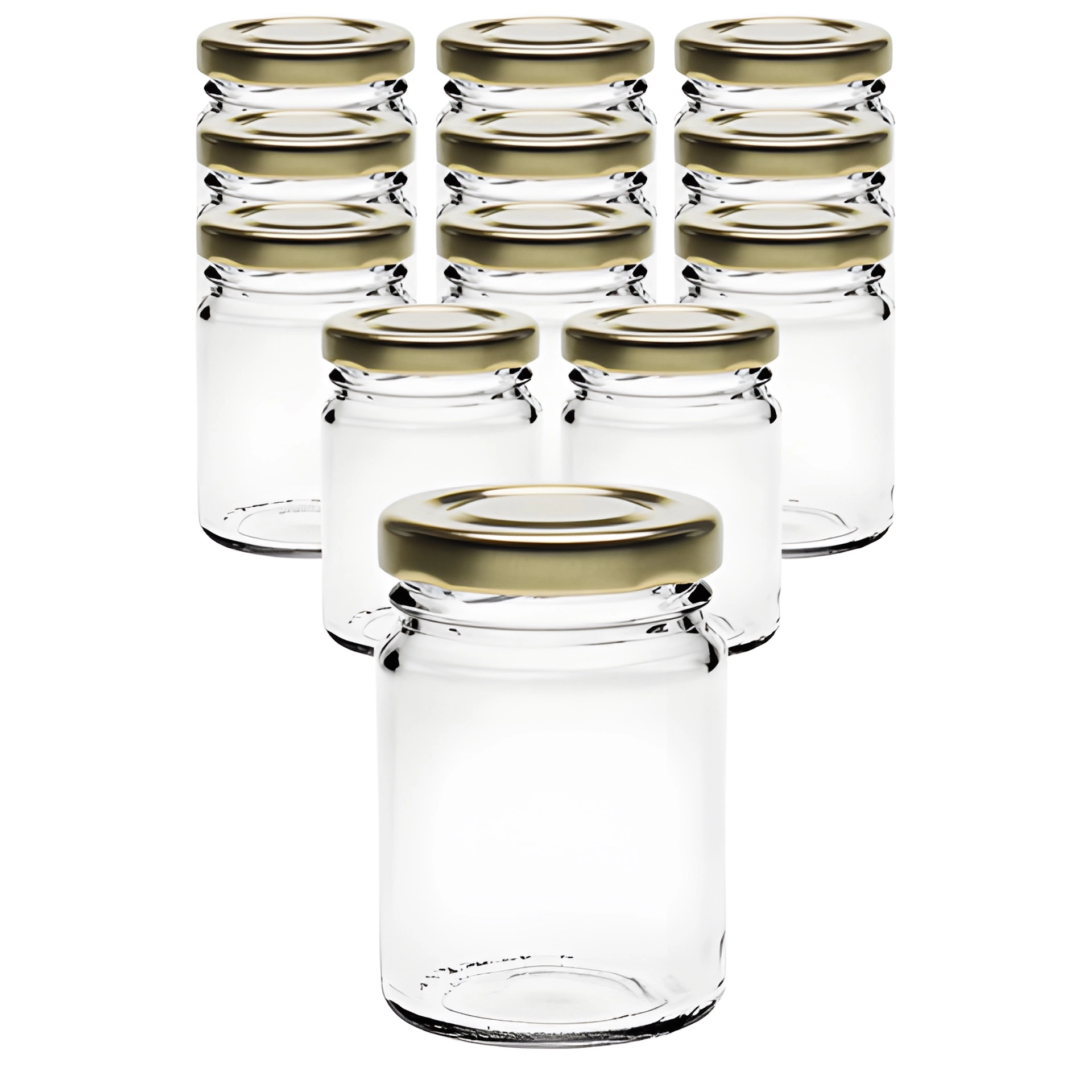 12er Set Pott 106 ml mit Deckel gold