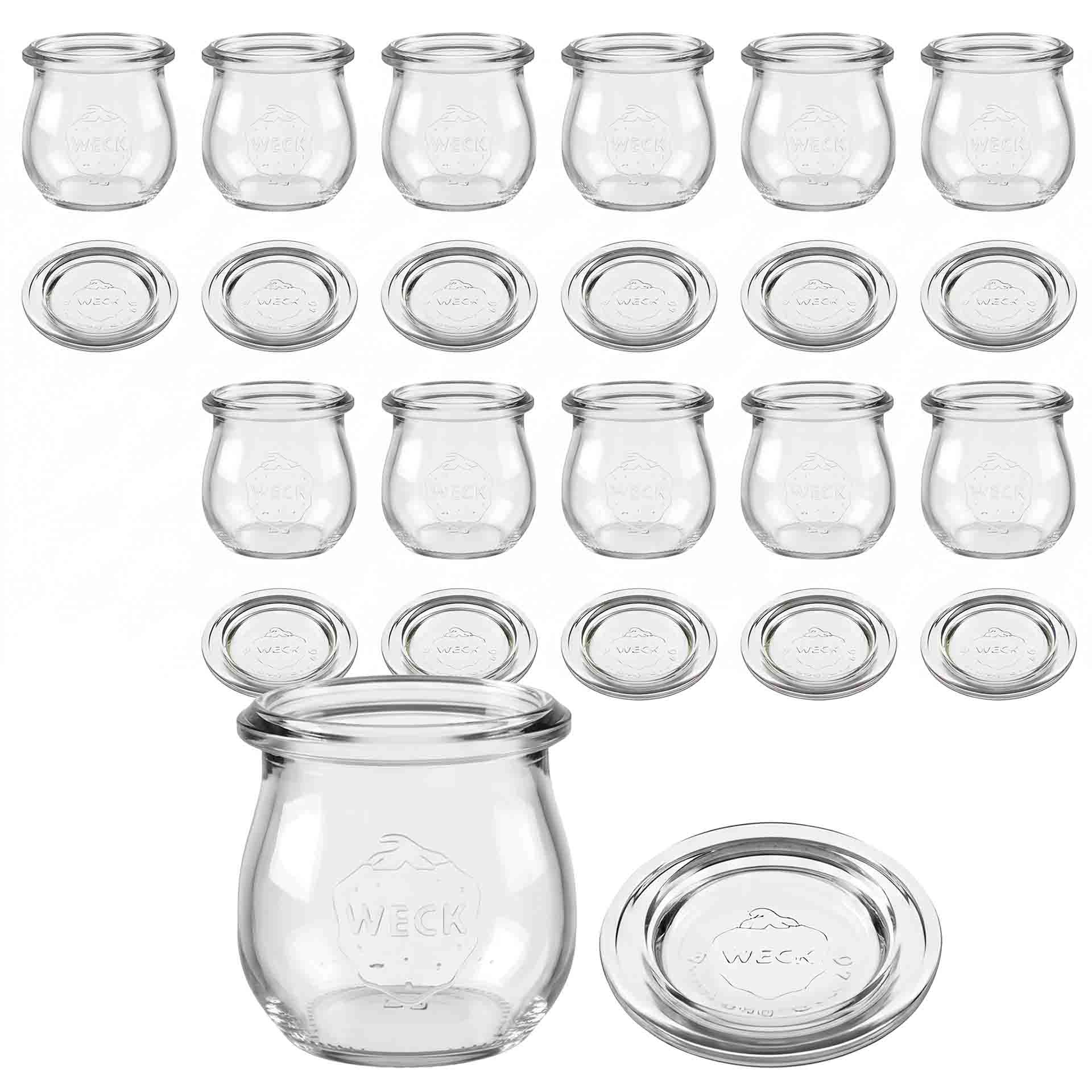 WECK-Tulpenglas 75 ml mit Glasdeckel, 12 Stück