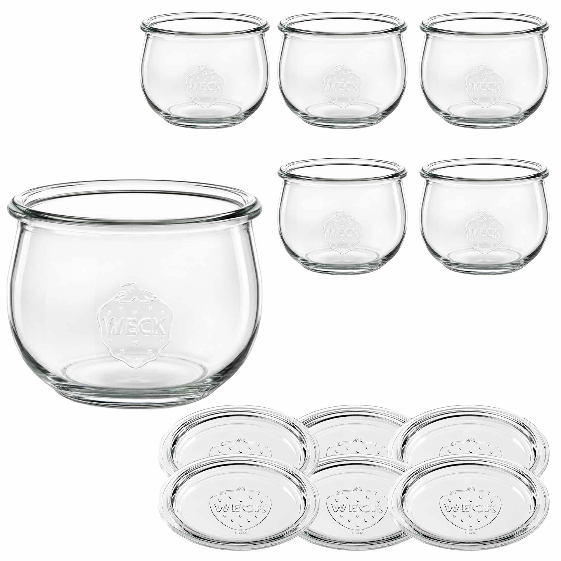 WECK-Tulpenglas 580 ml mit Glasdeckel, 6 Stück