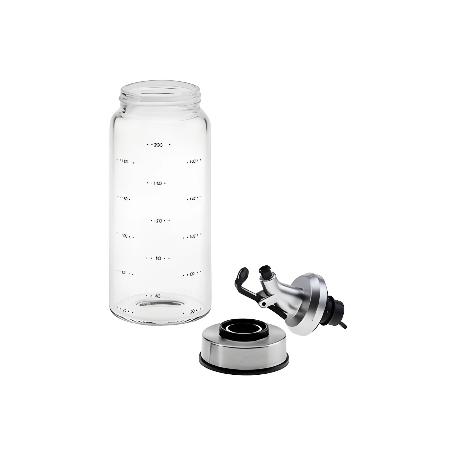 Glasflasche 200 ml mit Skala und Ausgießer
