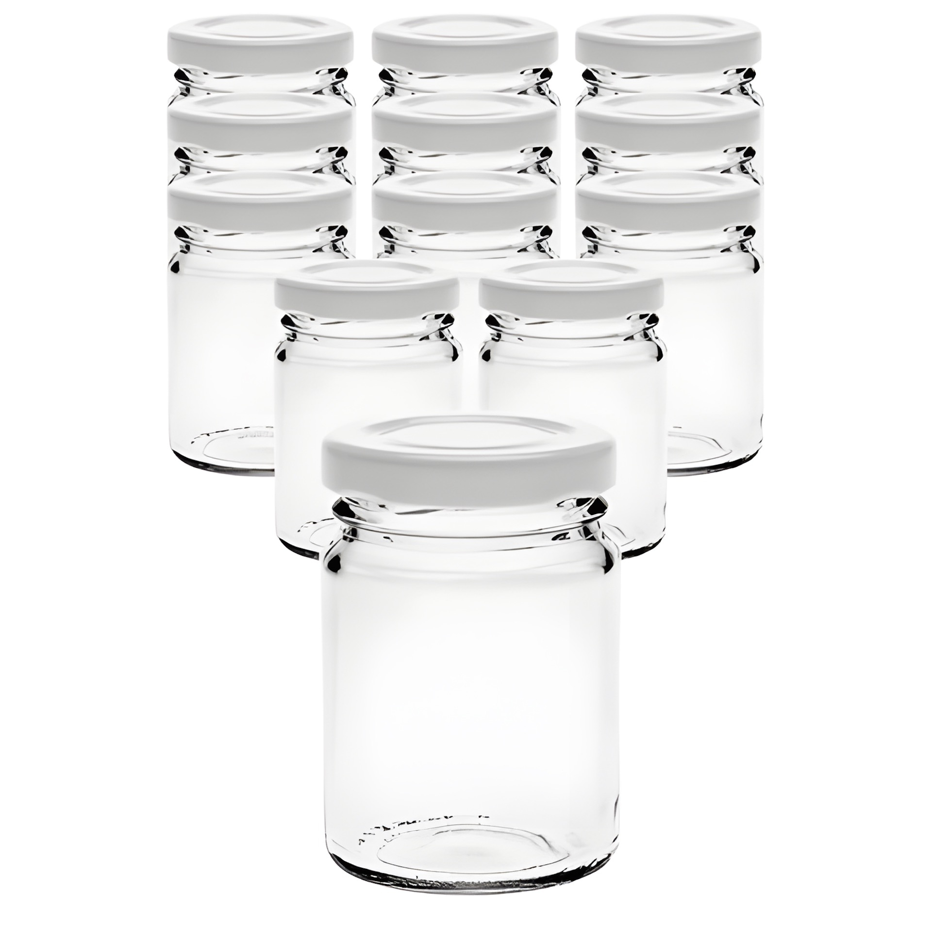 12er Set Pott 106 ml mit Deckel weiß