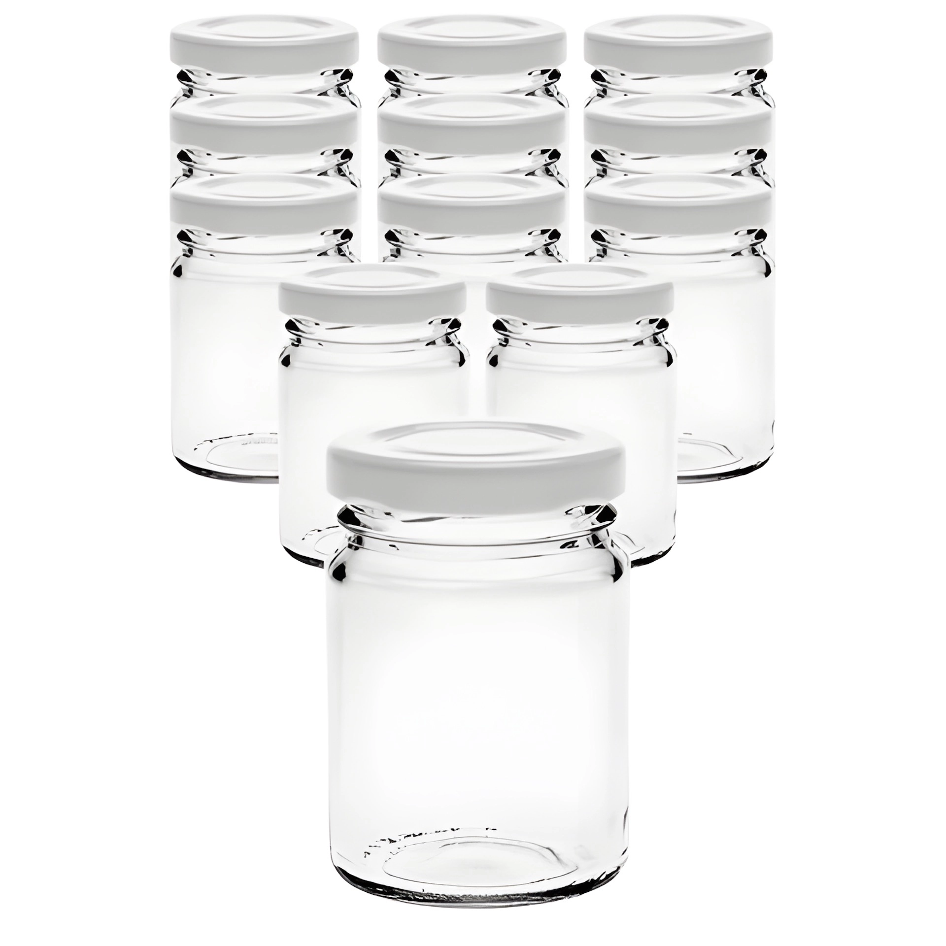 12er Set Pott 106 ml mit Deckel weiß