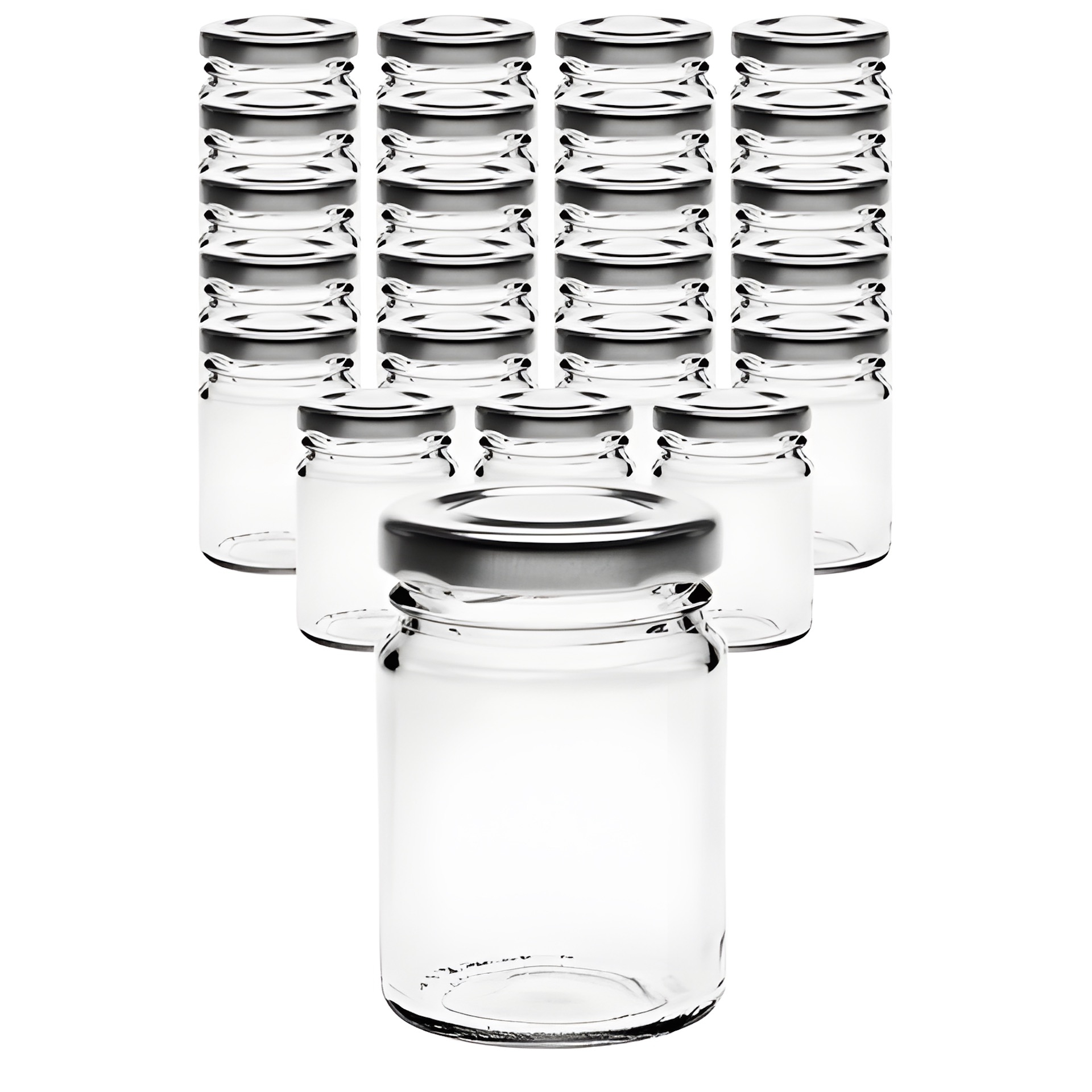 24er Set Pott 106 ml mit Deckel silber