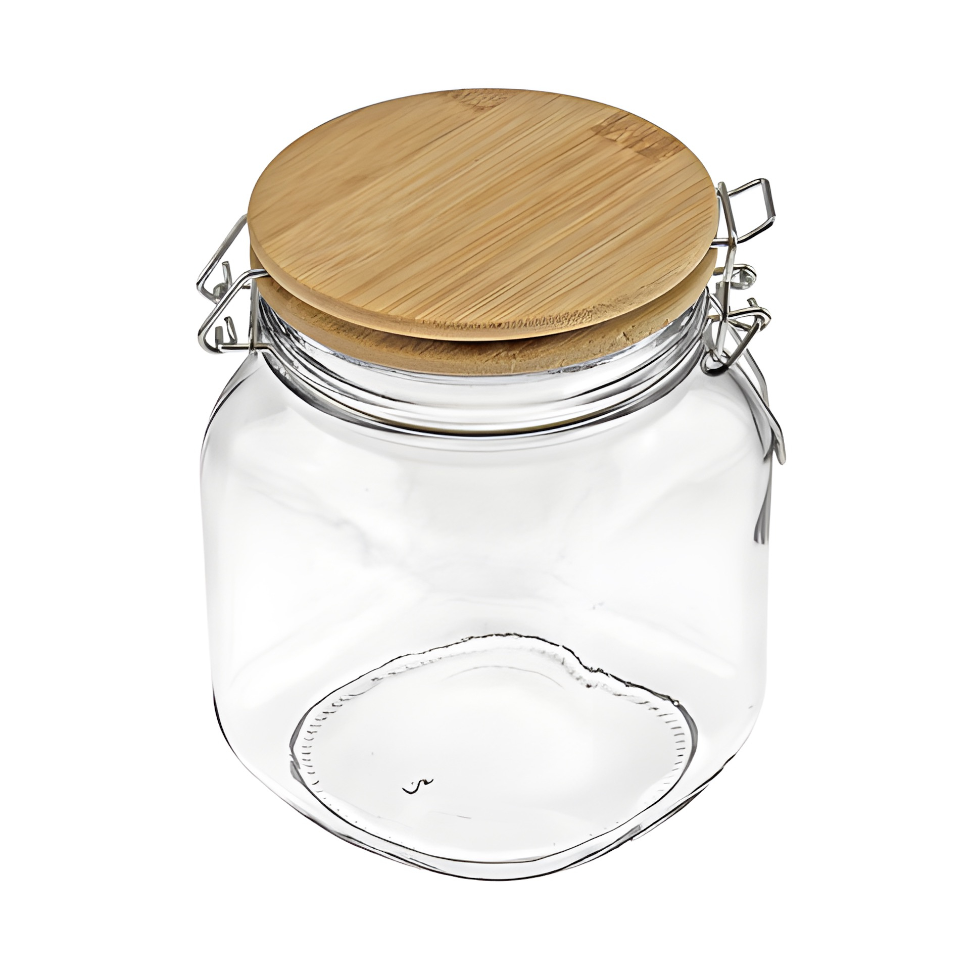 Bügelglas 1000 ml eckig mit Bambusdeckel