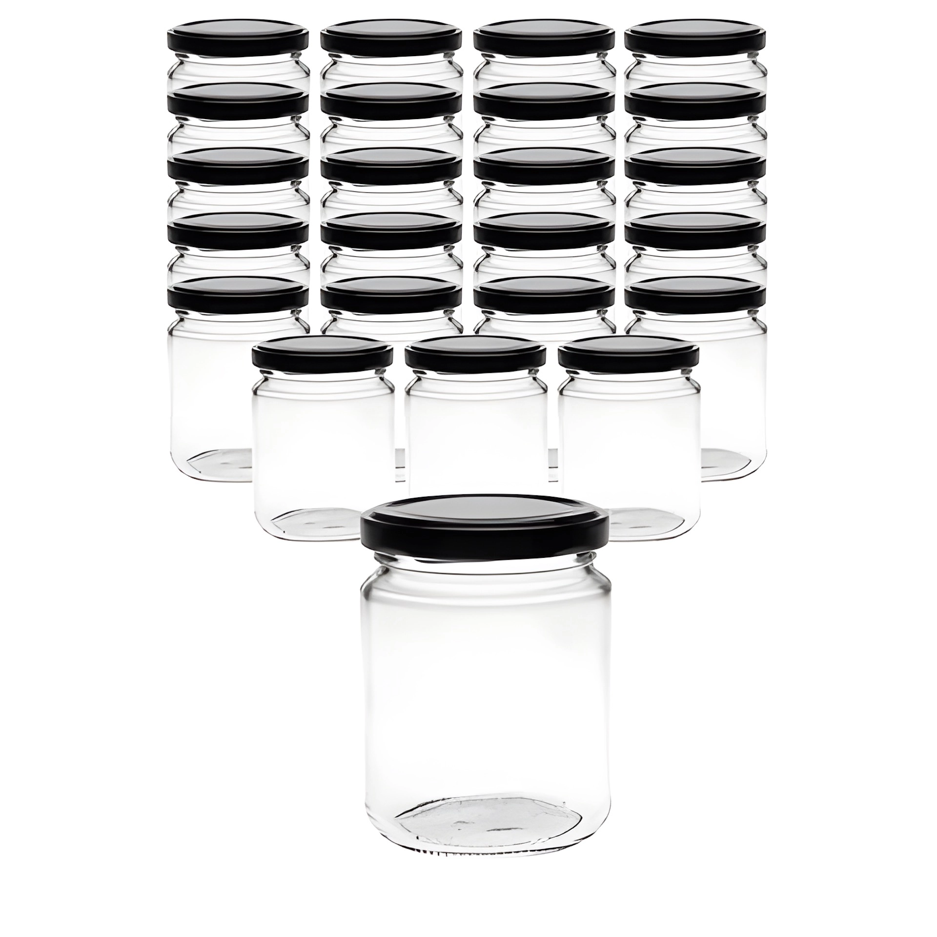 24er Set Rundglas 275 ml mit Deckel schwarz