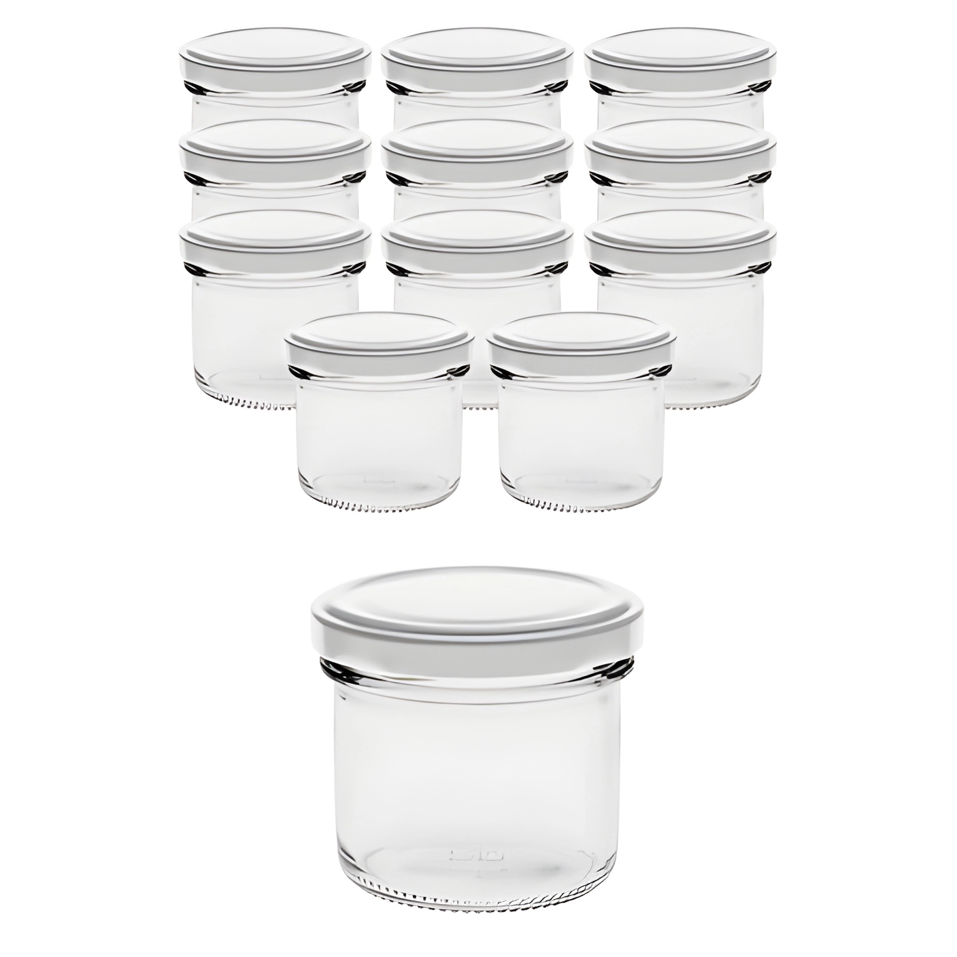 12er Set Sturzglas 125 ml mit Deckel weiß