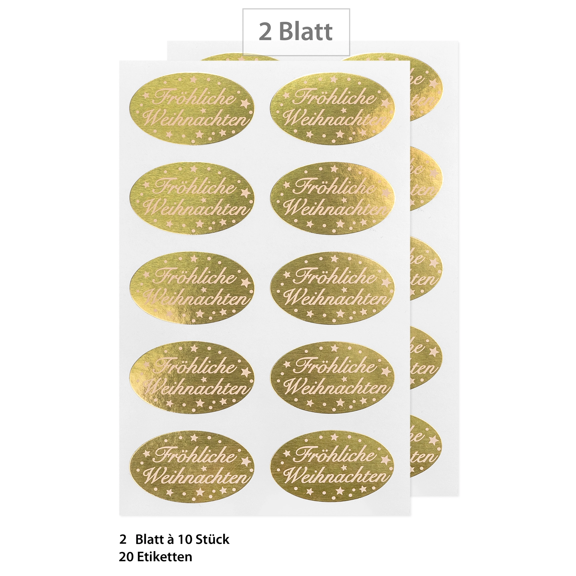 Weihnachtsetiketten 'Fröhliche Weihnachten ovale', 20 Stück