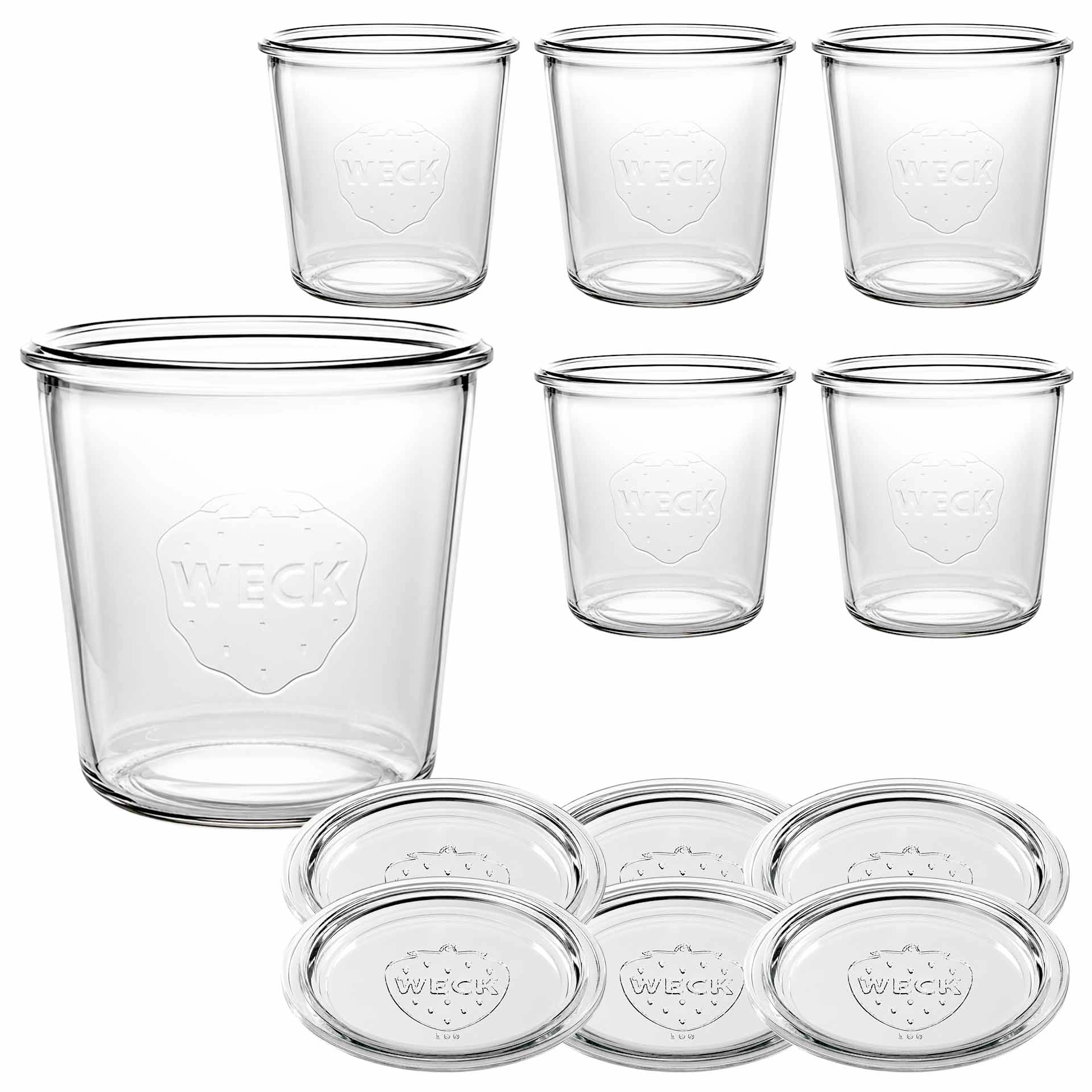 WECK-Sturzglas 580 ml mit Glasdeckel, 6 Stück