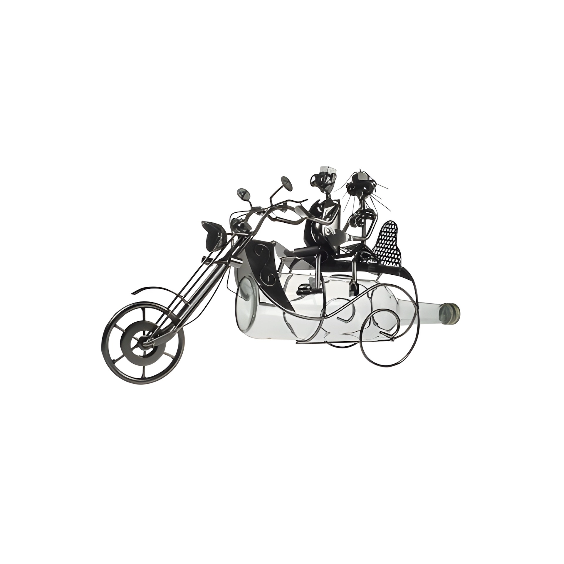 Wein-Flaschenhalter 'Pärchen auf Motorrad'