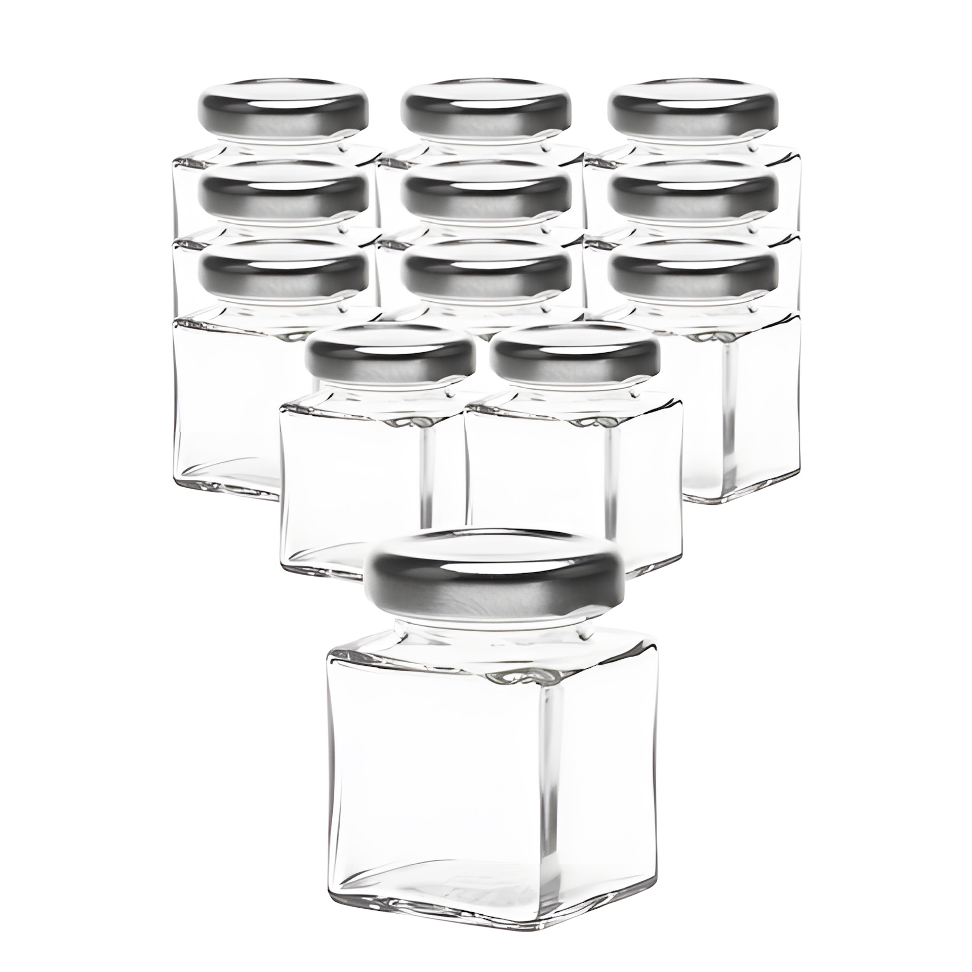 12er Set Cubi 50 ml TO 38 mit Deckel silber