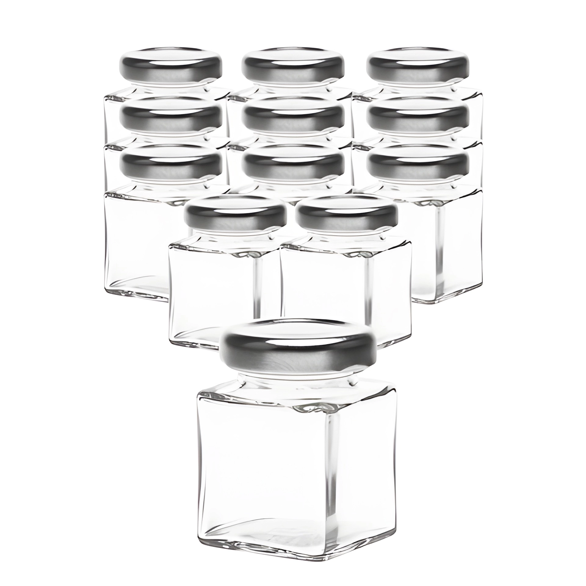 12er Set Cubi 50 ml TO 38 mit Deckel silber