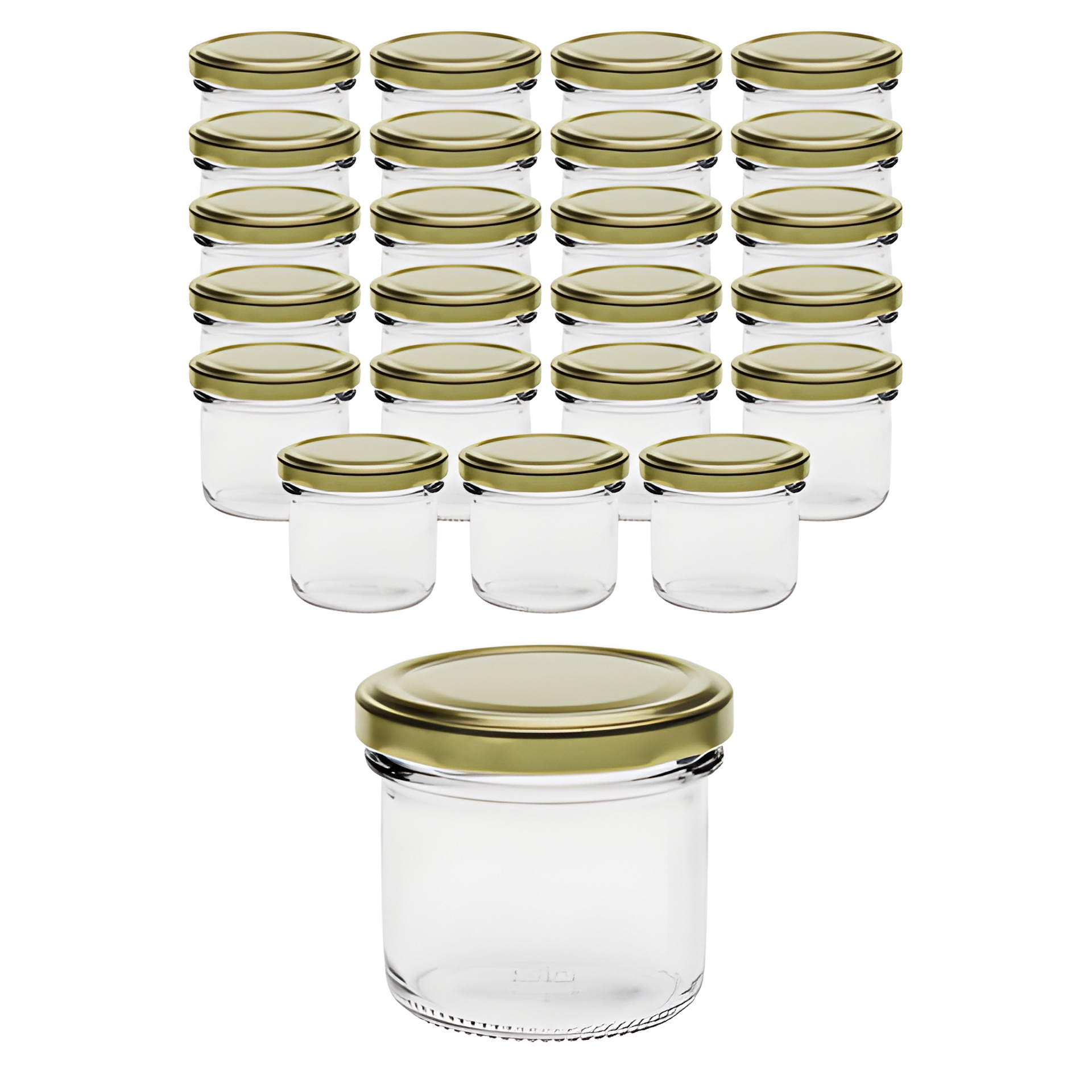 24er Set Sturzglas 125 ml mit Deckel gold