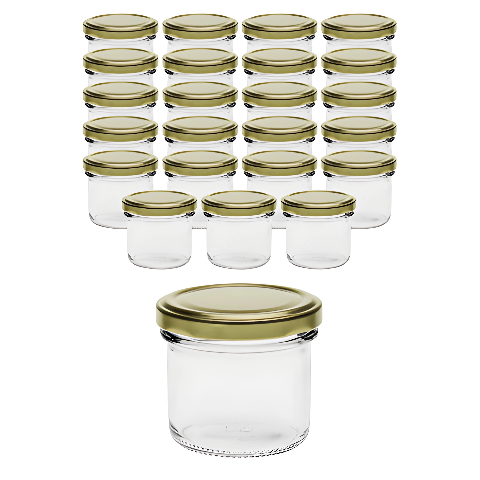 Sturzglas mit Deckel gold, 24er Set, 125 ml, Gold, Einmachglas