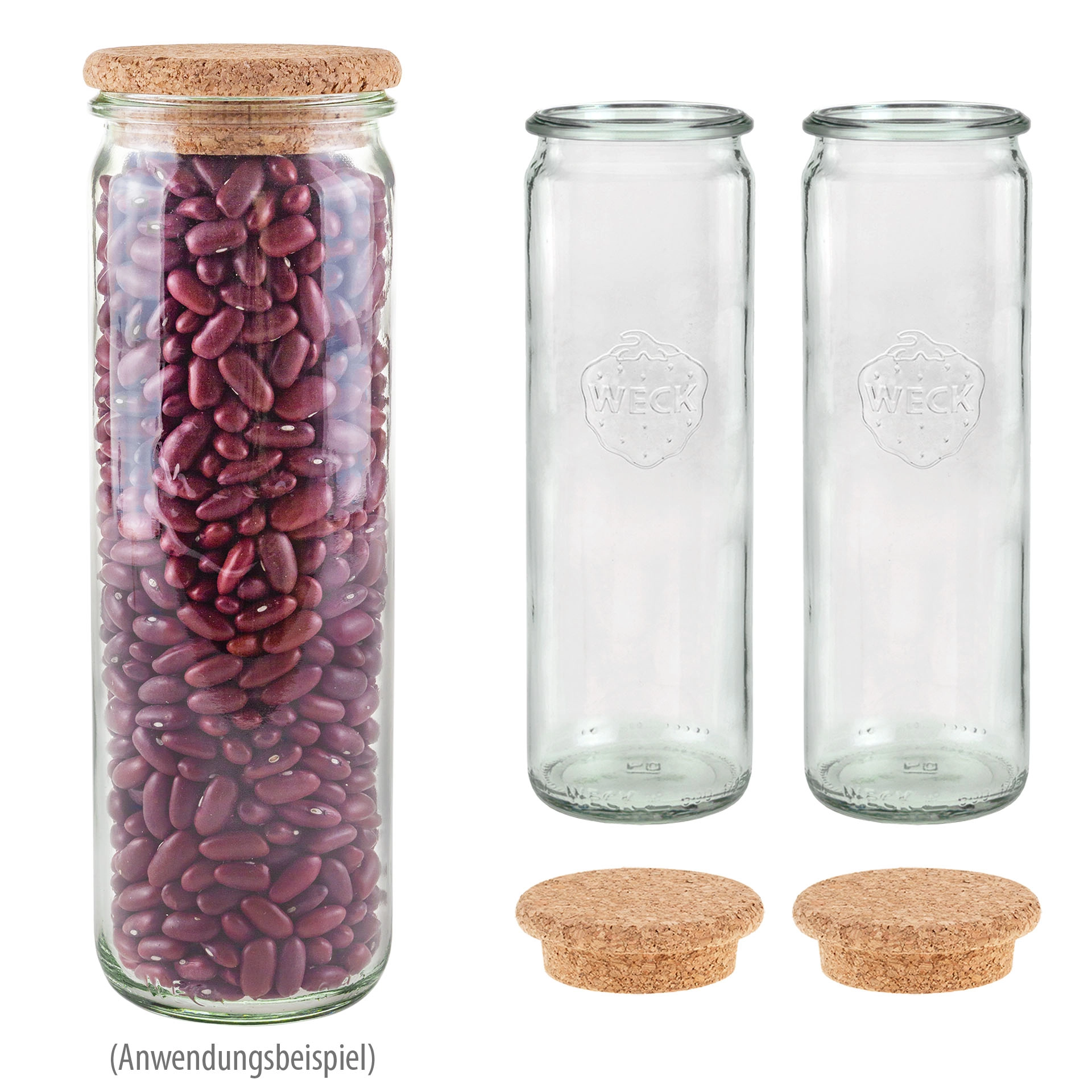 WECK-Zylinderglas  600 ml mit Pilzkorken, 3er Set