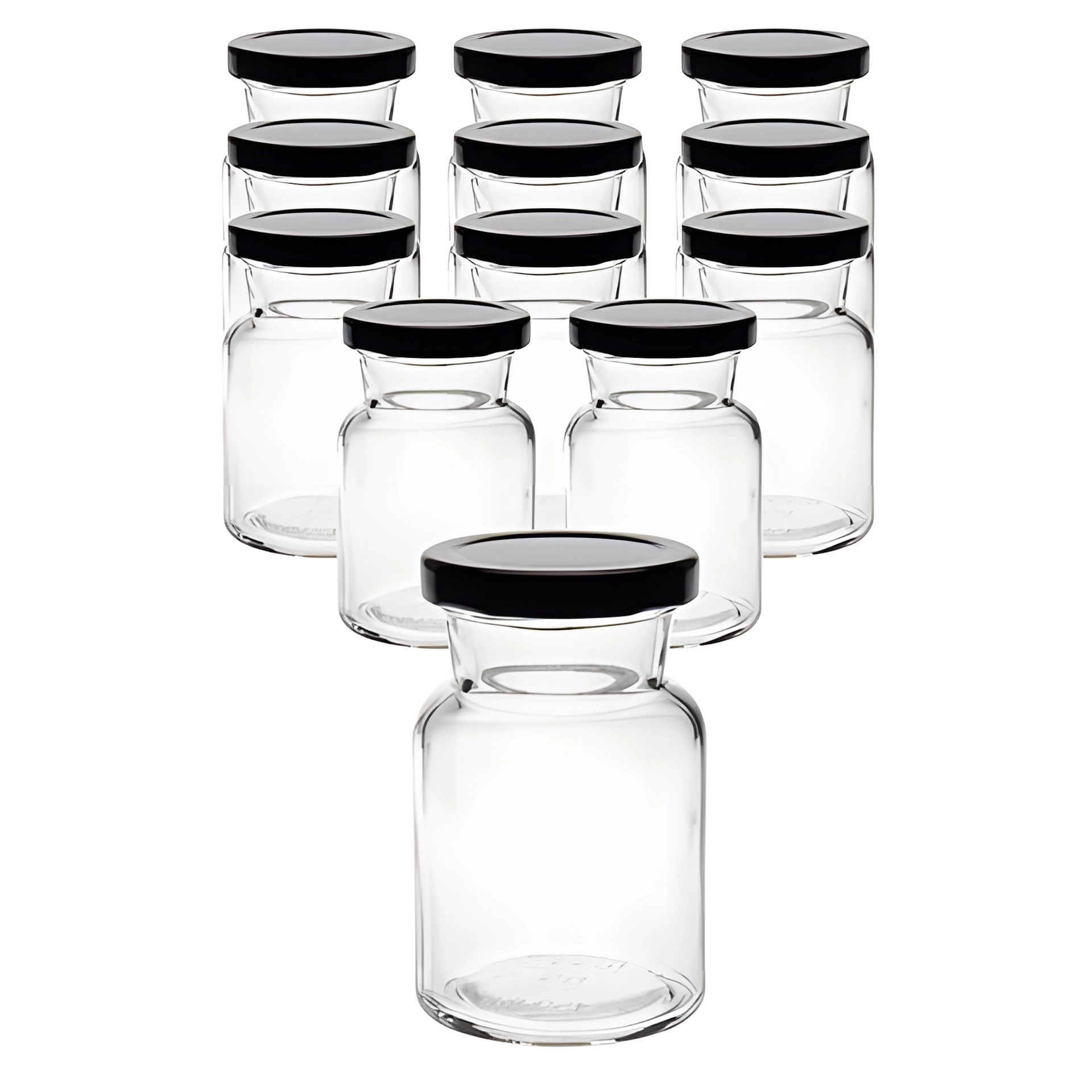 Rundglas mit Deckel schwarz, 12er Set, 150 ml, Schwarz