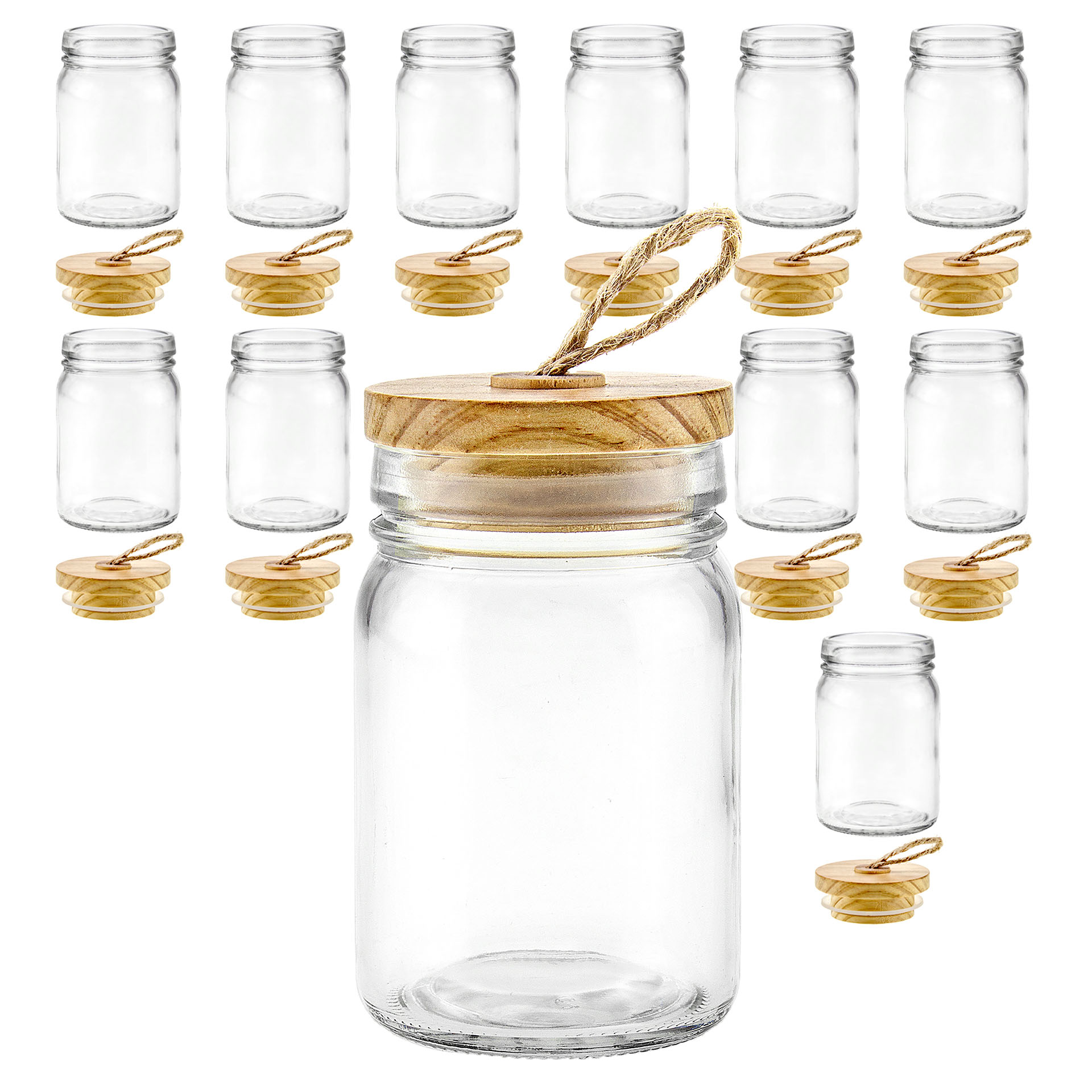 Deko-Glas 240 ml mit Holzdeckel, 12 Stück