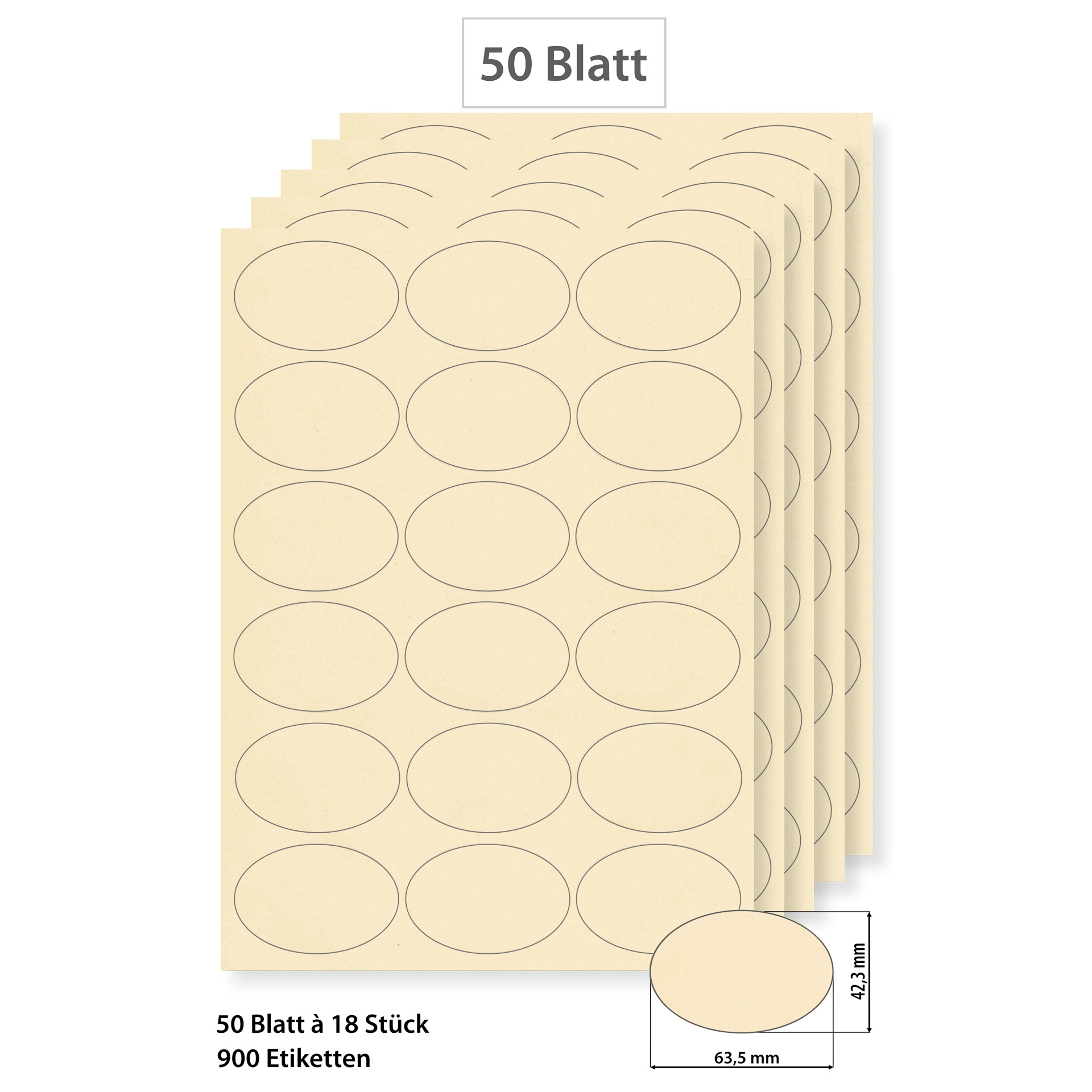 Steffis Etiketten 63,5 x 42,3 mm creme - 50 Blatt A4